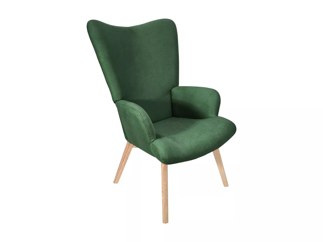 SVITA OLAV fauteuil à oreilles chaise de relaxation accoudoir dossier haut moderne vert foncé