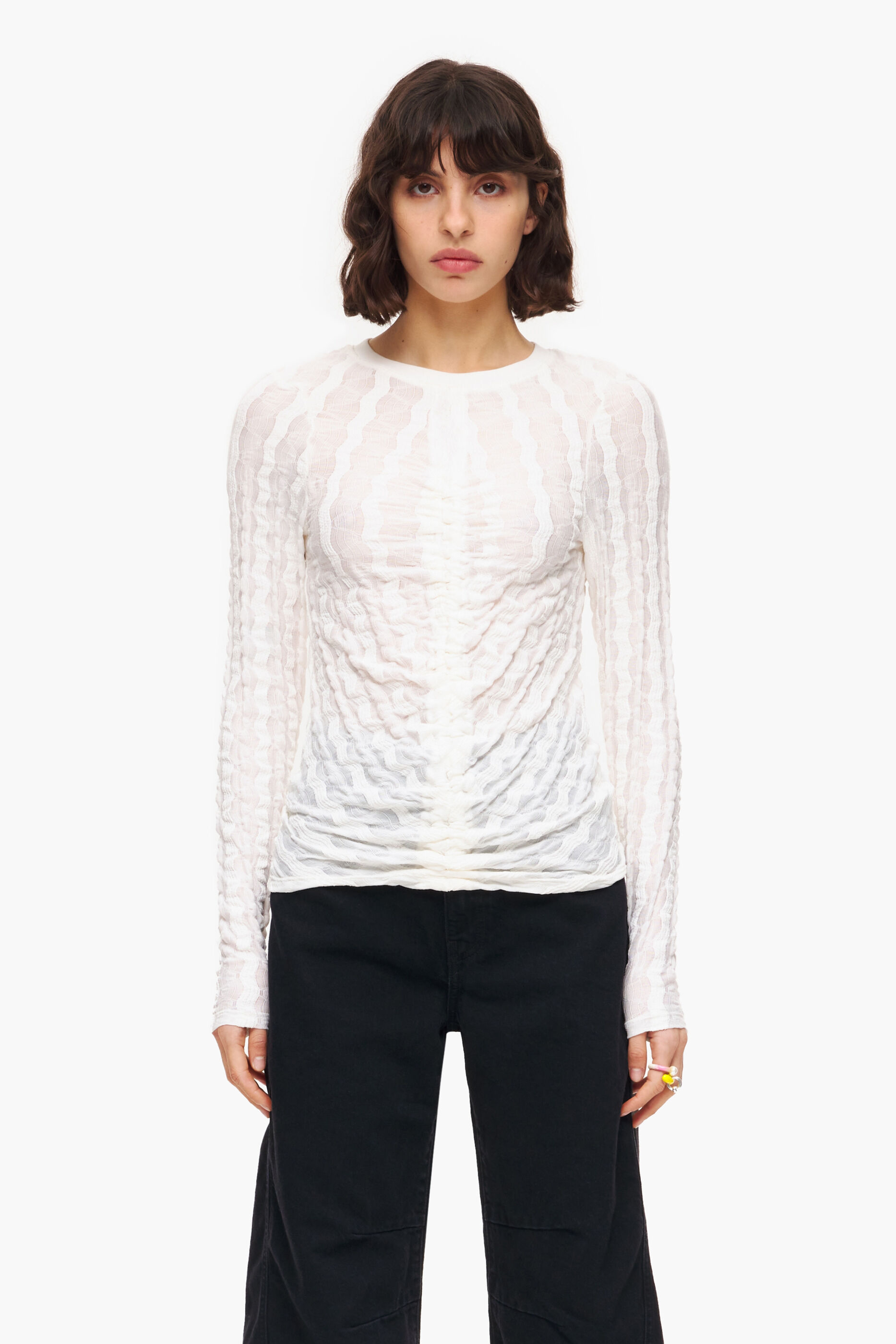 Blusa branca franzida