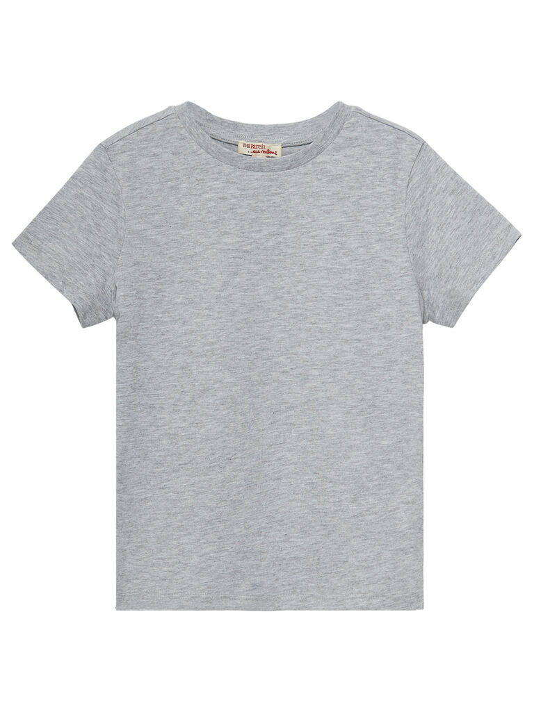 Tee shirt manches courtes garçon uni gris chine