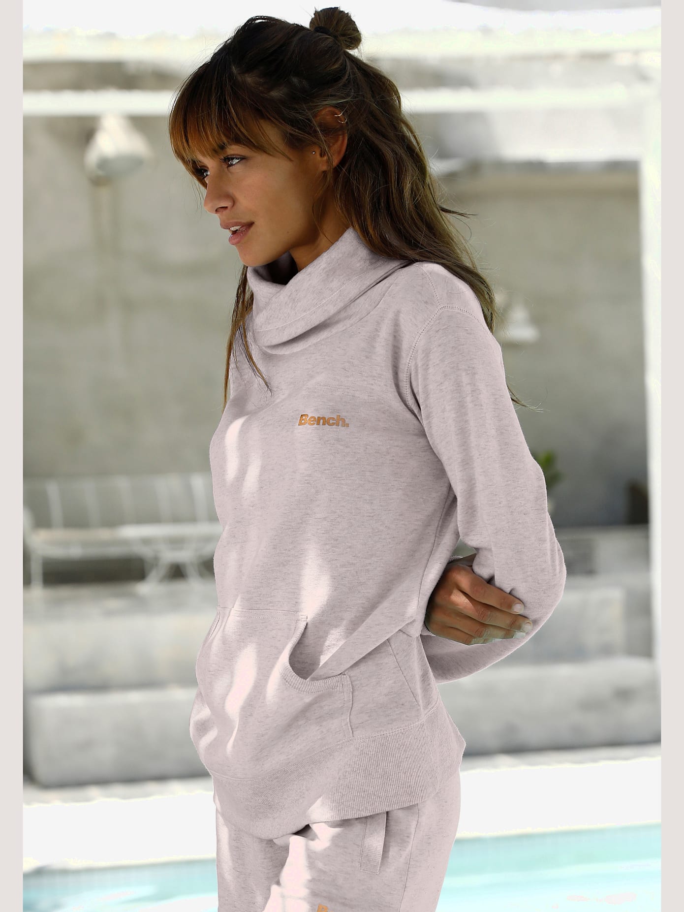 Sweatshirt long sweatshirt d'intérieur avec col à revers