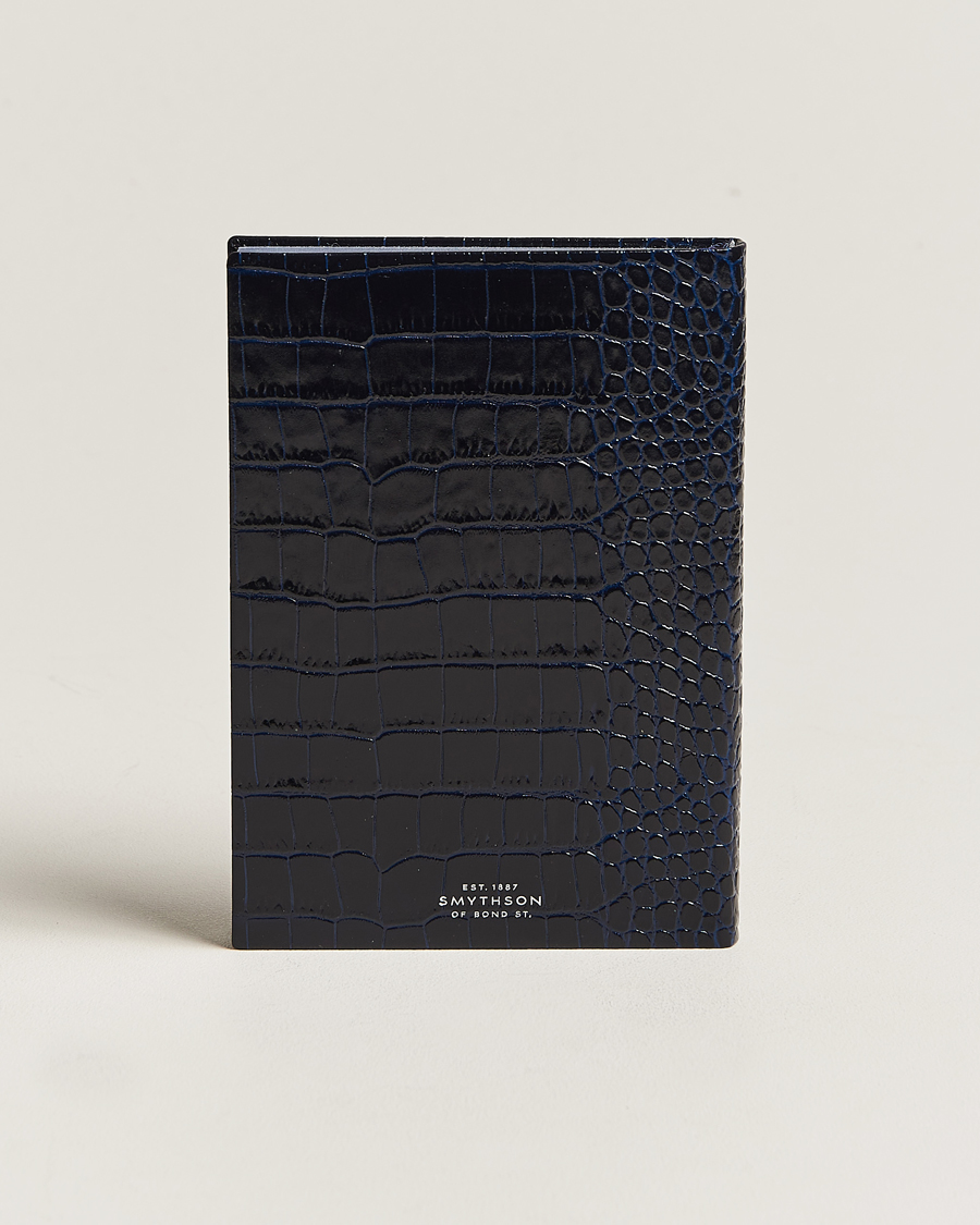 Smythson Mara Leather Notebook Navy