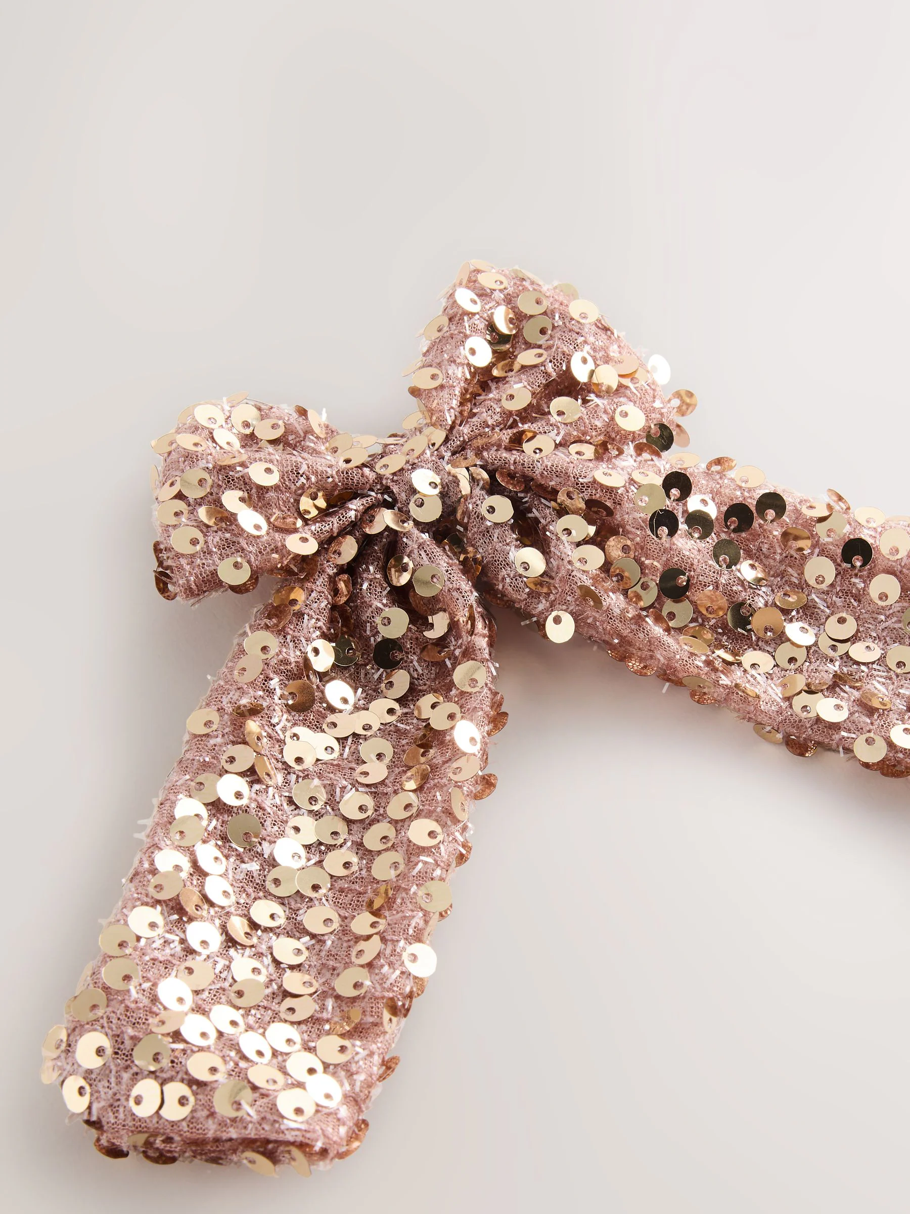 Metallic - Rose Gold Sequin Bow Hair Clip
