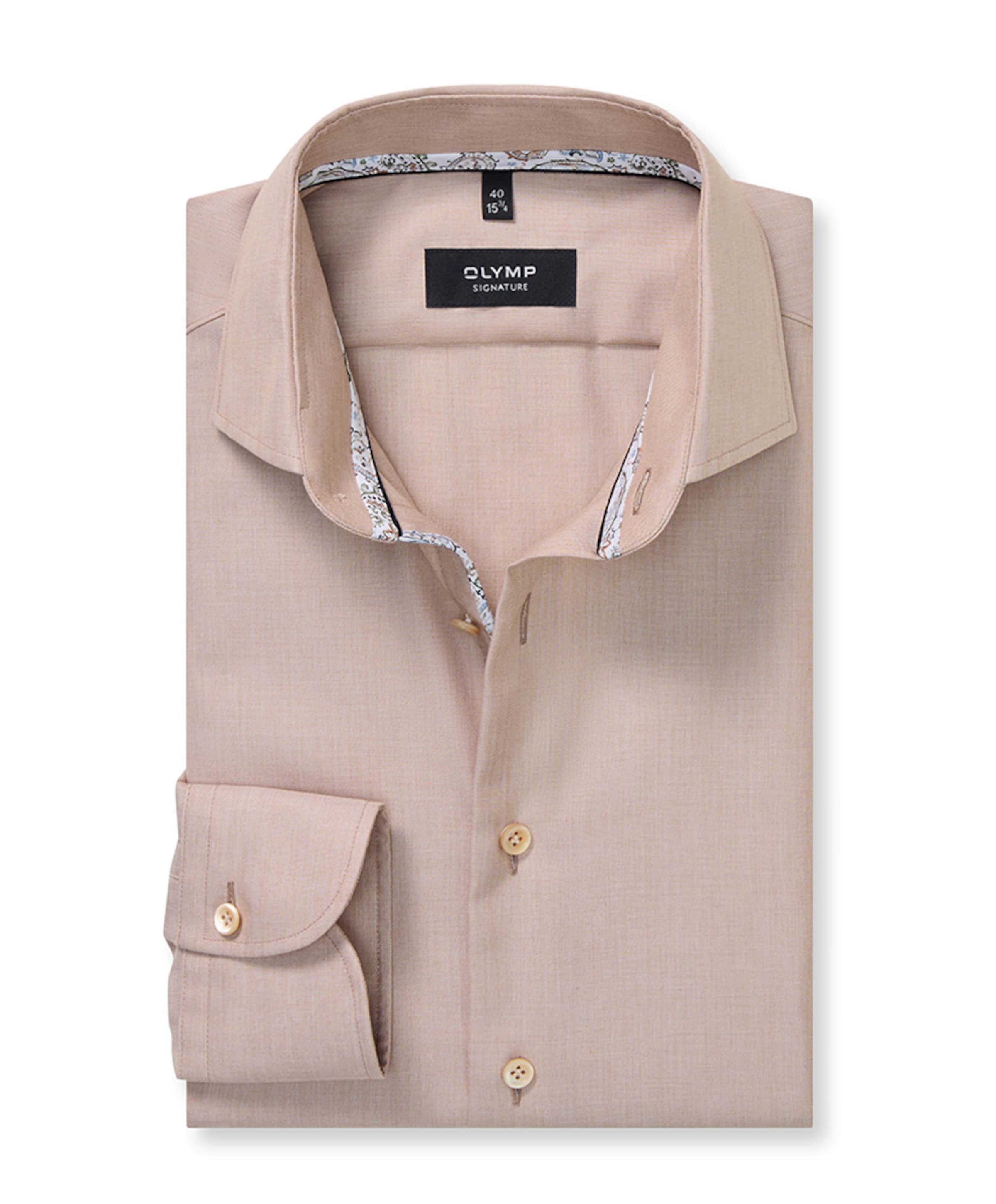 Olymp-Signature Heren overhemd lange mouw beige