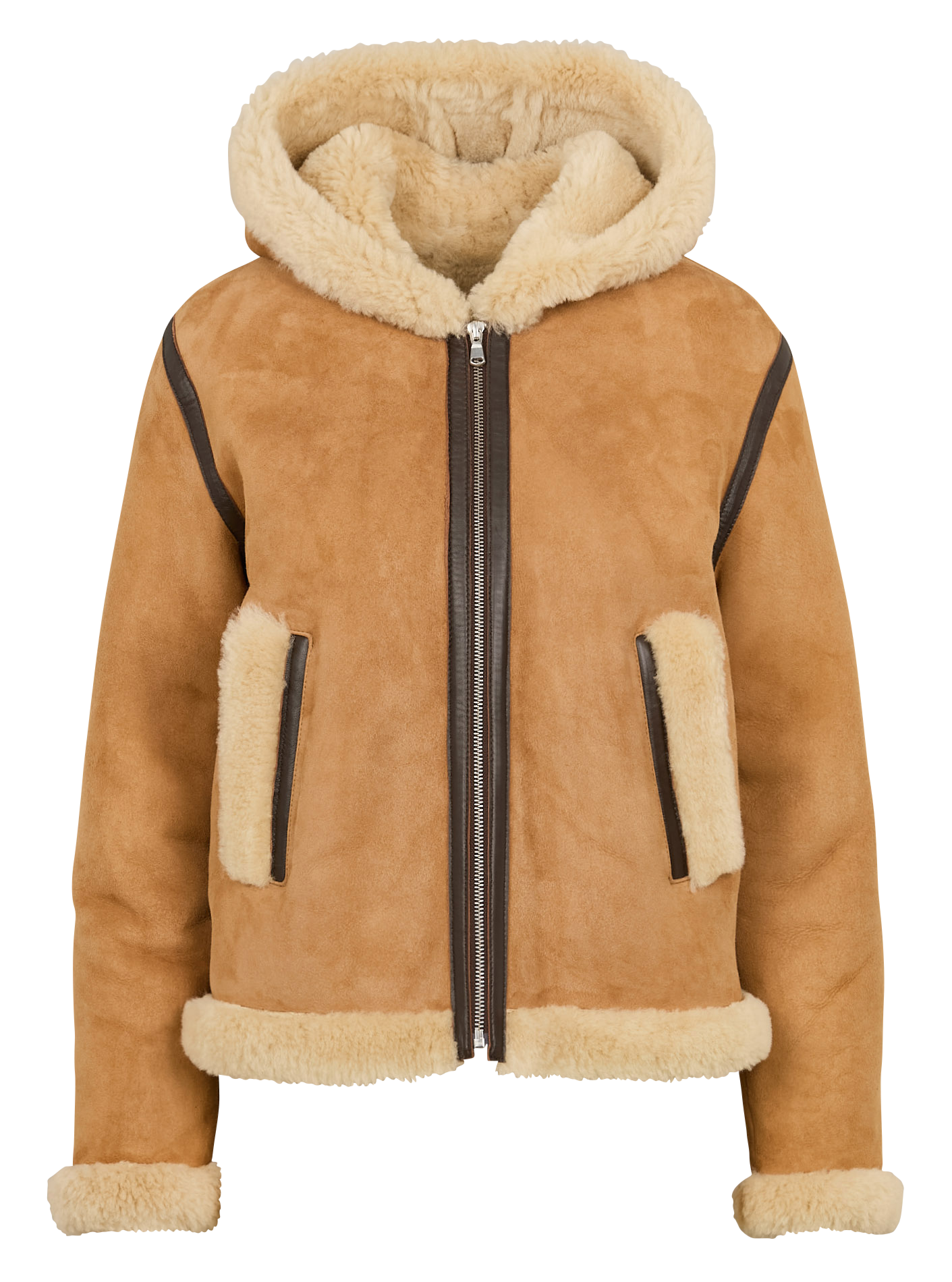 MAXOU - Veste courte à capuche en cuir | Marron