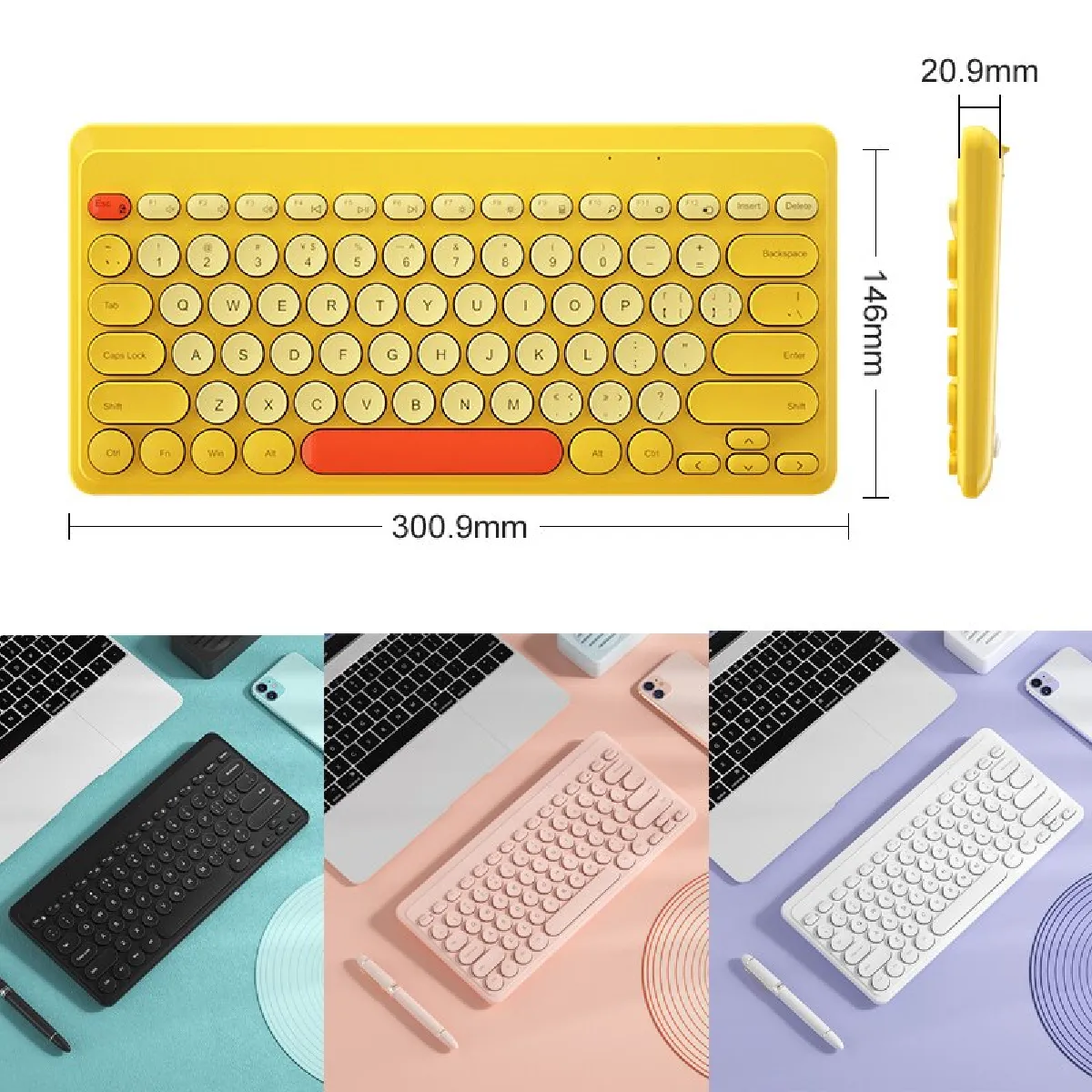 Universal Clavier sans fil pour iPad Air Pro - Jaune