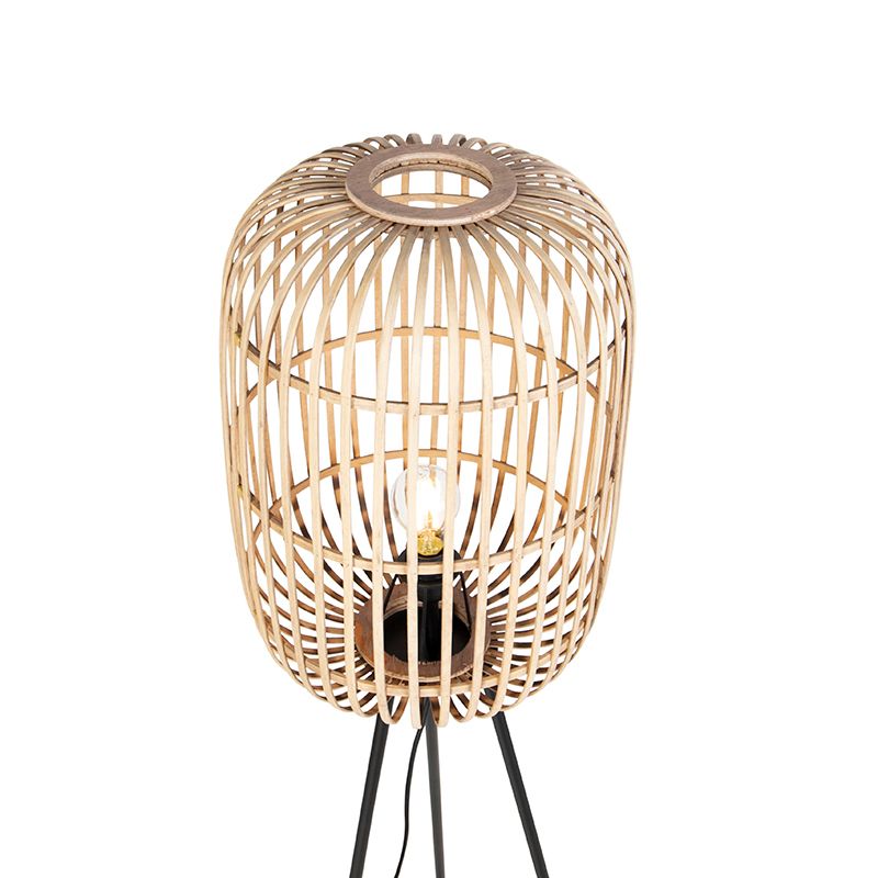 Smart landelijke vloerlamp rotan incl. WiFi A60 - Manila