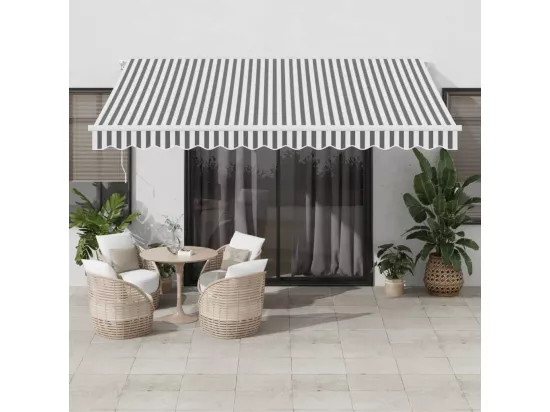Auvent manuel rétractable anthracite et blanc 400x350 cm