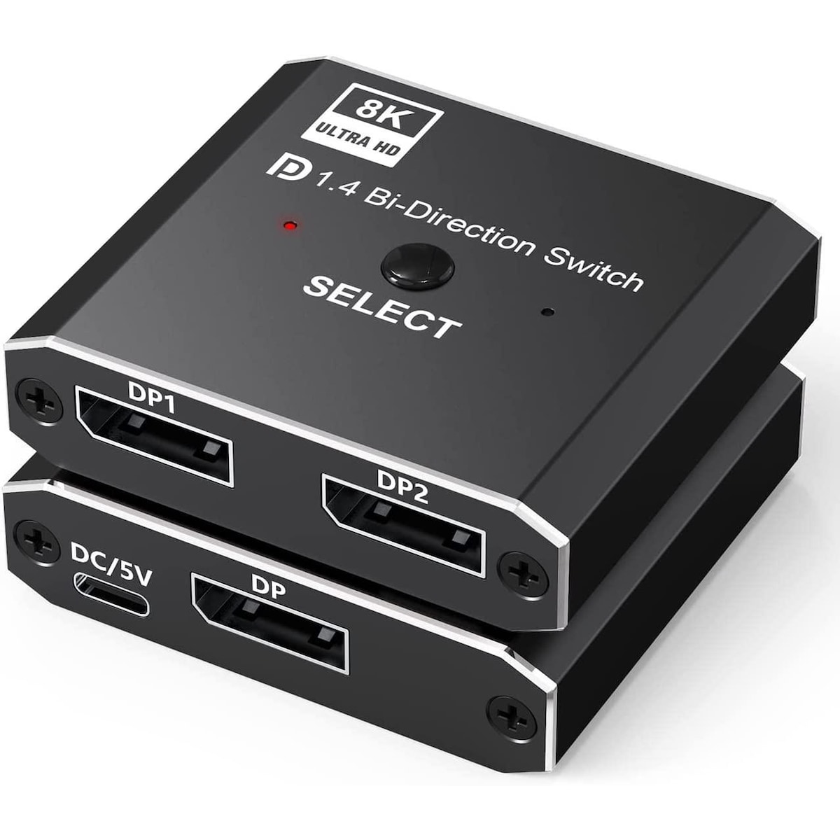 NÖRDIC 8K30Hz Displayport-svitsj 2 til 1 og splitter 1 til 2, 4K120hz