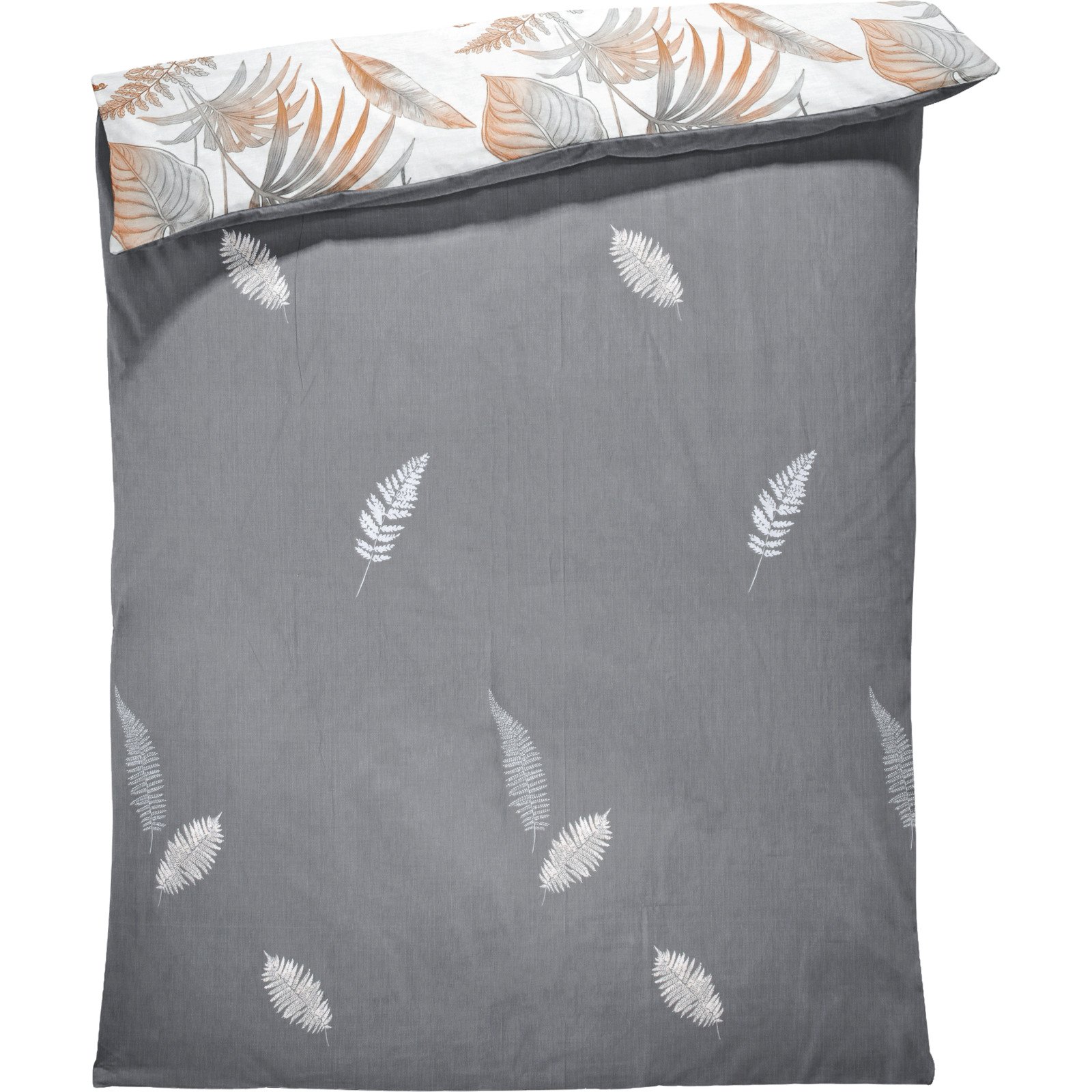 Bettwäsche Satin Twill Pflanzen weiss grau