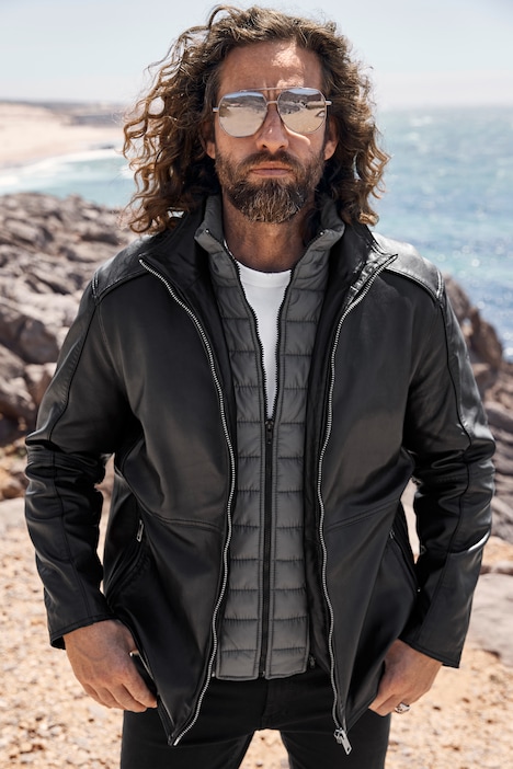 Lederjacke, Leder, Lammnappa, Stepp-Einsatz herausnehmbar, Zipper