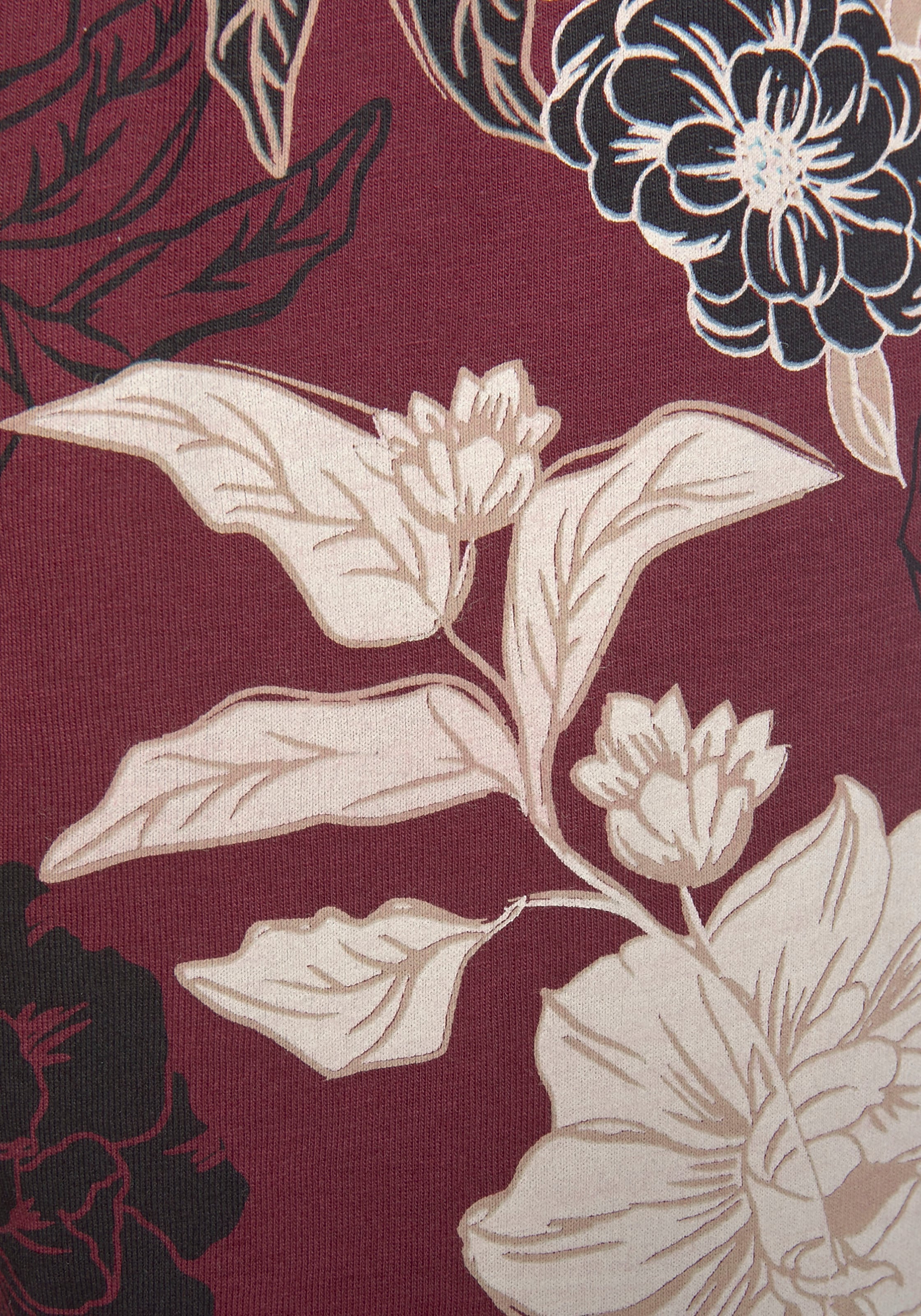 s.Oliver Pyjama 2 tlg., im Blumen-Dessin mit Streifen-Details