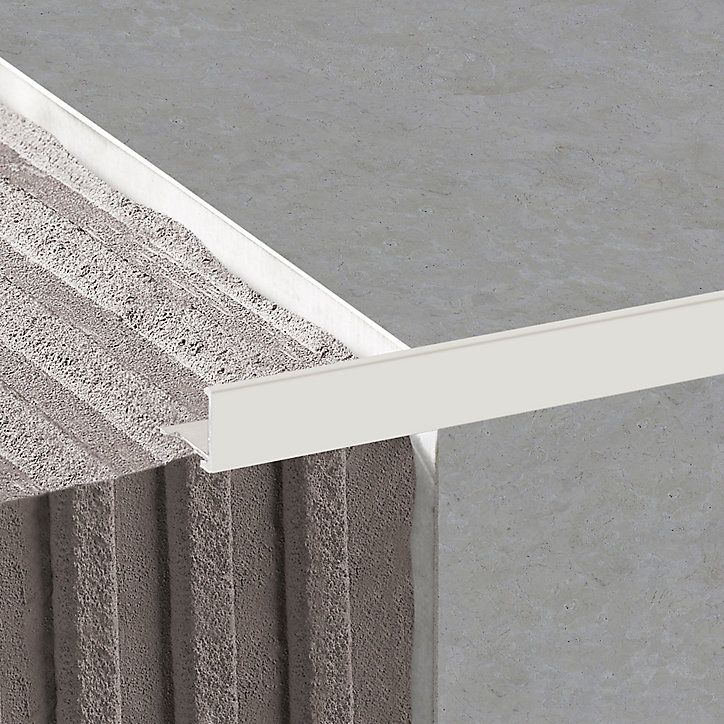 Profilé de carrelage intérieur angle droit alu 22 mm x 2.5 m Diall gris taupé 21g