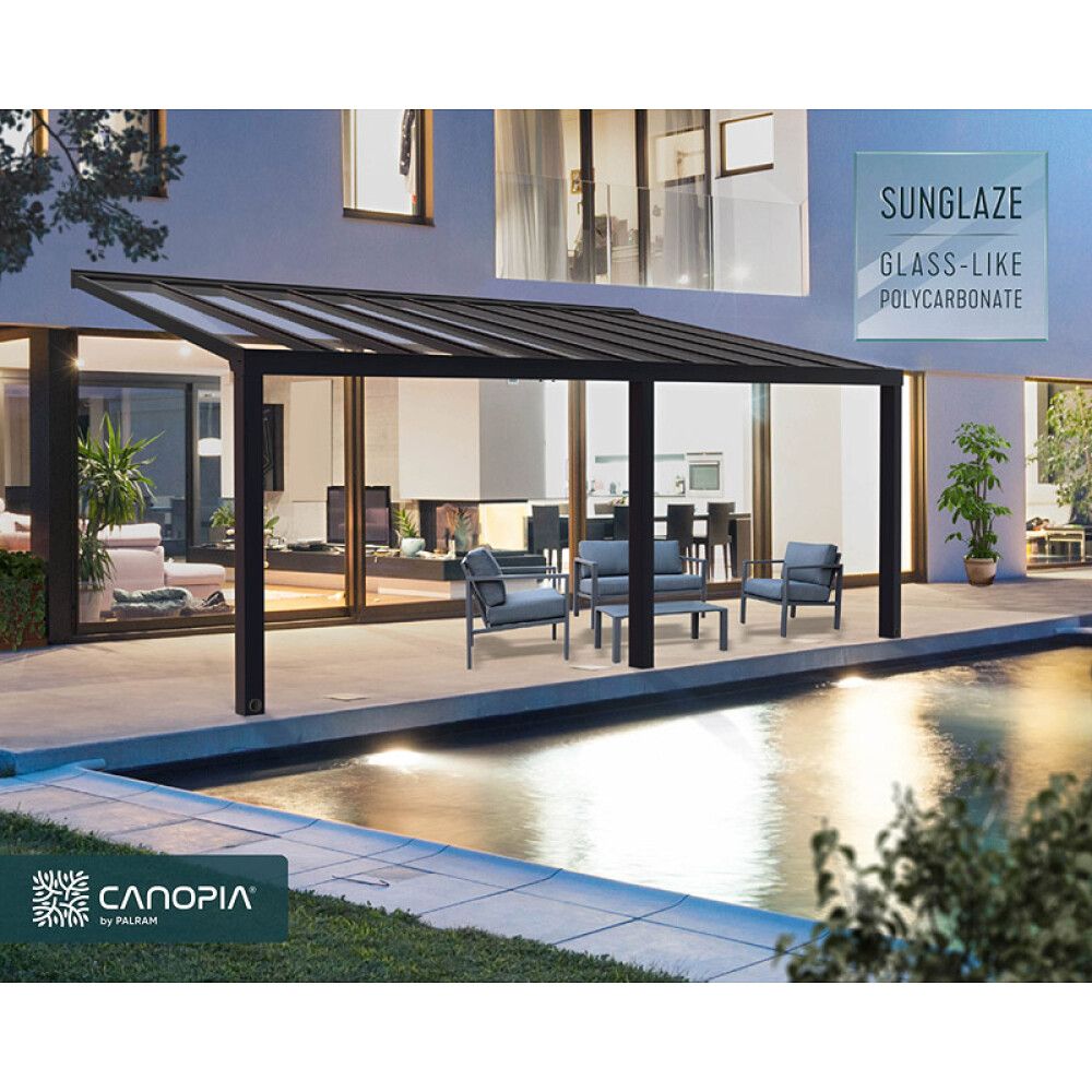 BALKONGTAK CANOPIA STOCKHOLM 3,4X7,4M MØRKEGRÅ