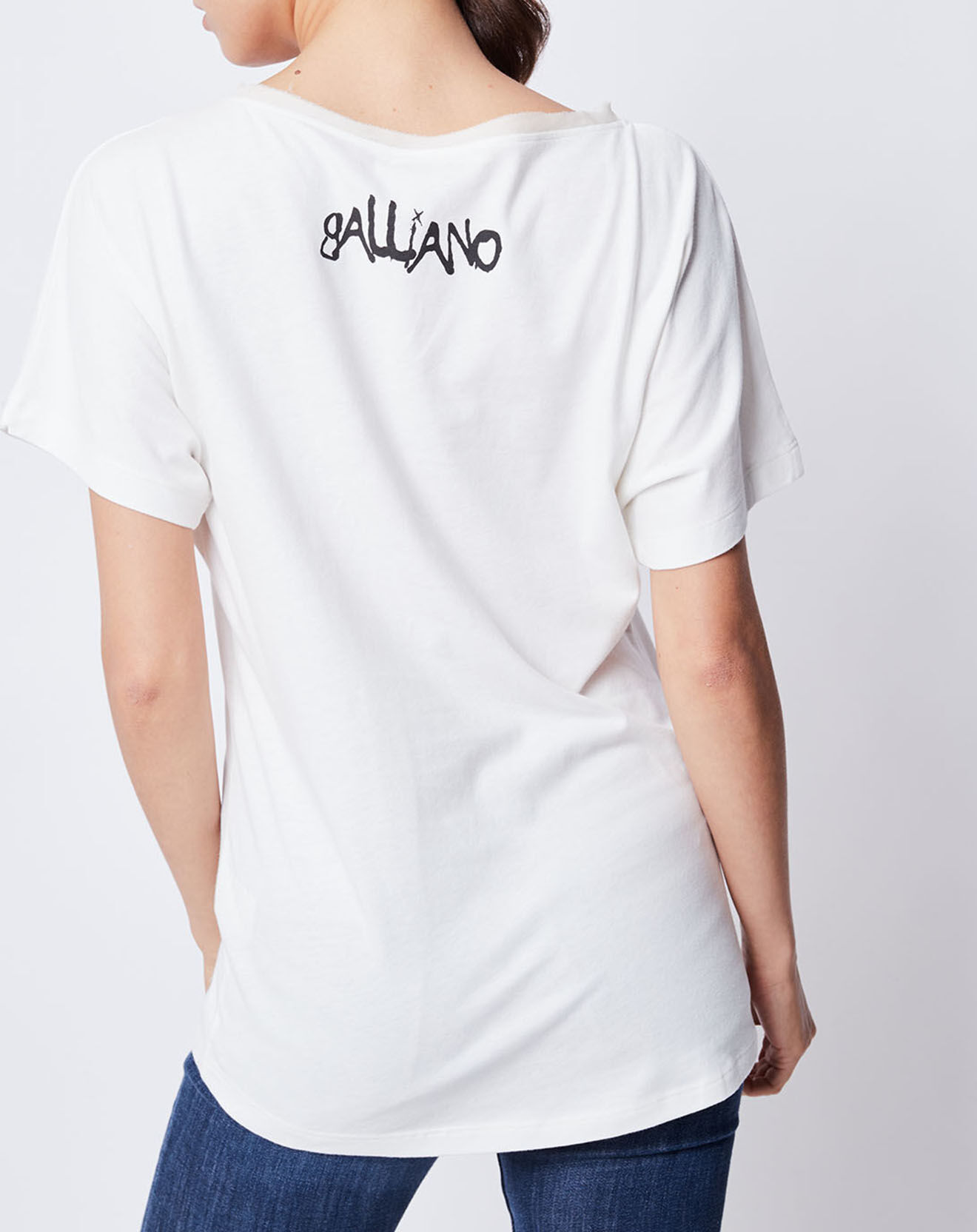 John Galliano T-Shirt imprimé blanc cassé/noir