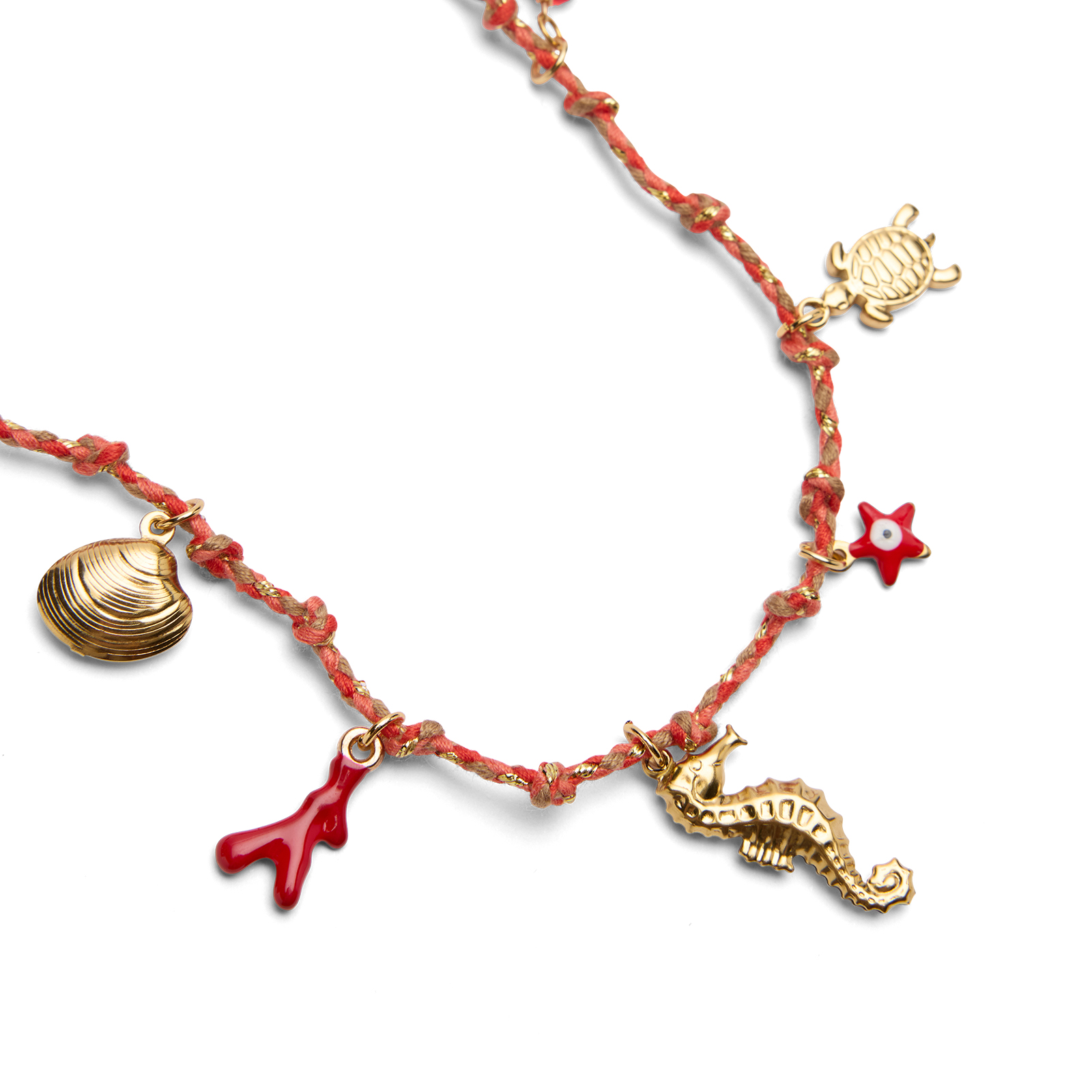 Rode ketting met bedeltjes
