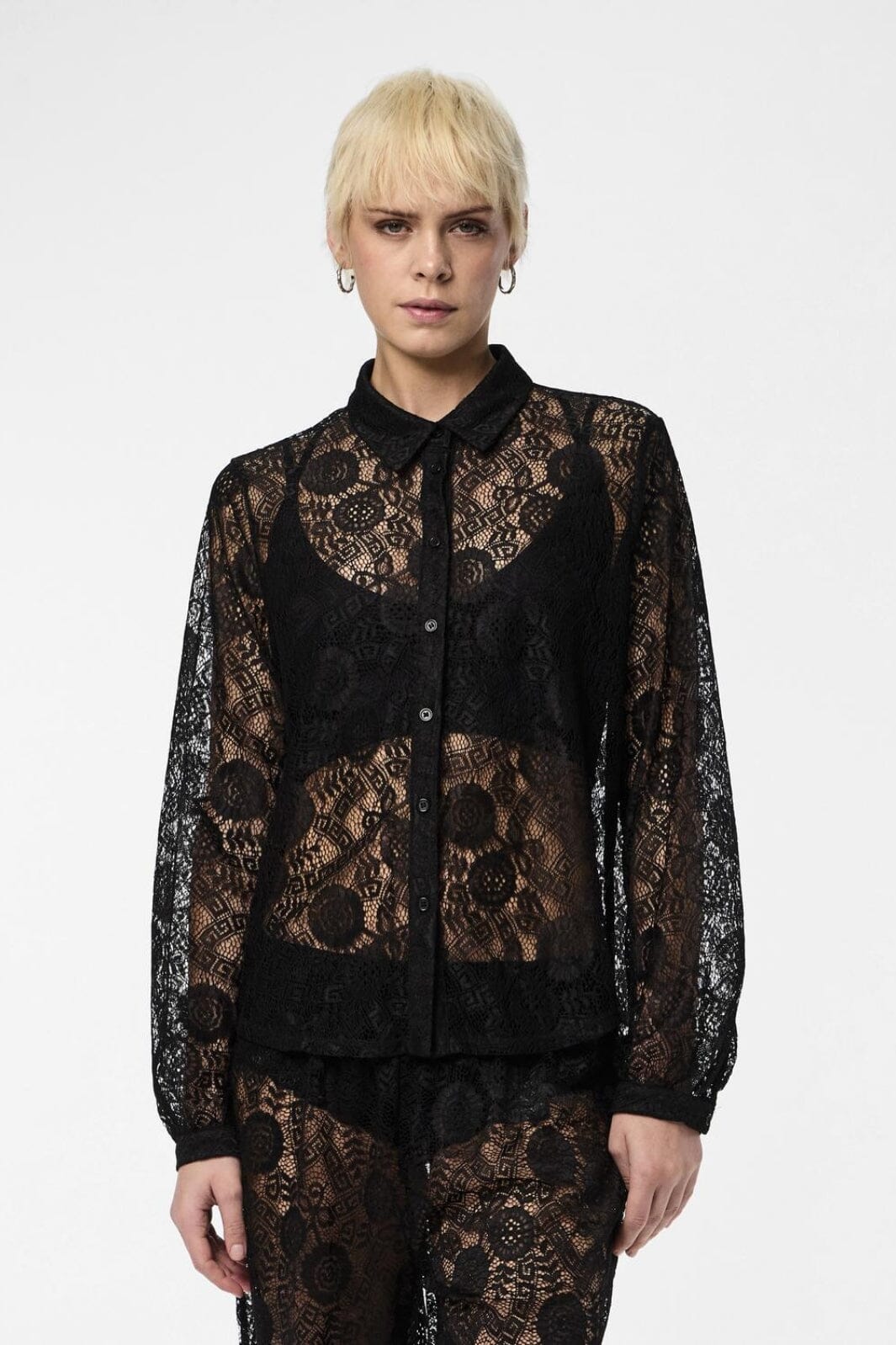 Pieces Pcolline Ls Lace Shirt 4633986 black