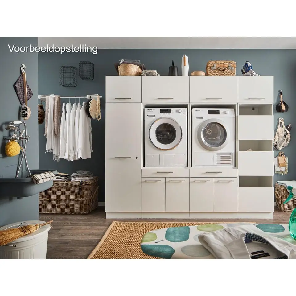 Interiax WASHWALL 'Mary' Wasmachine Opbergkast Wit - 162x50x67.5 cm
