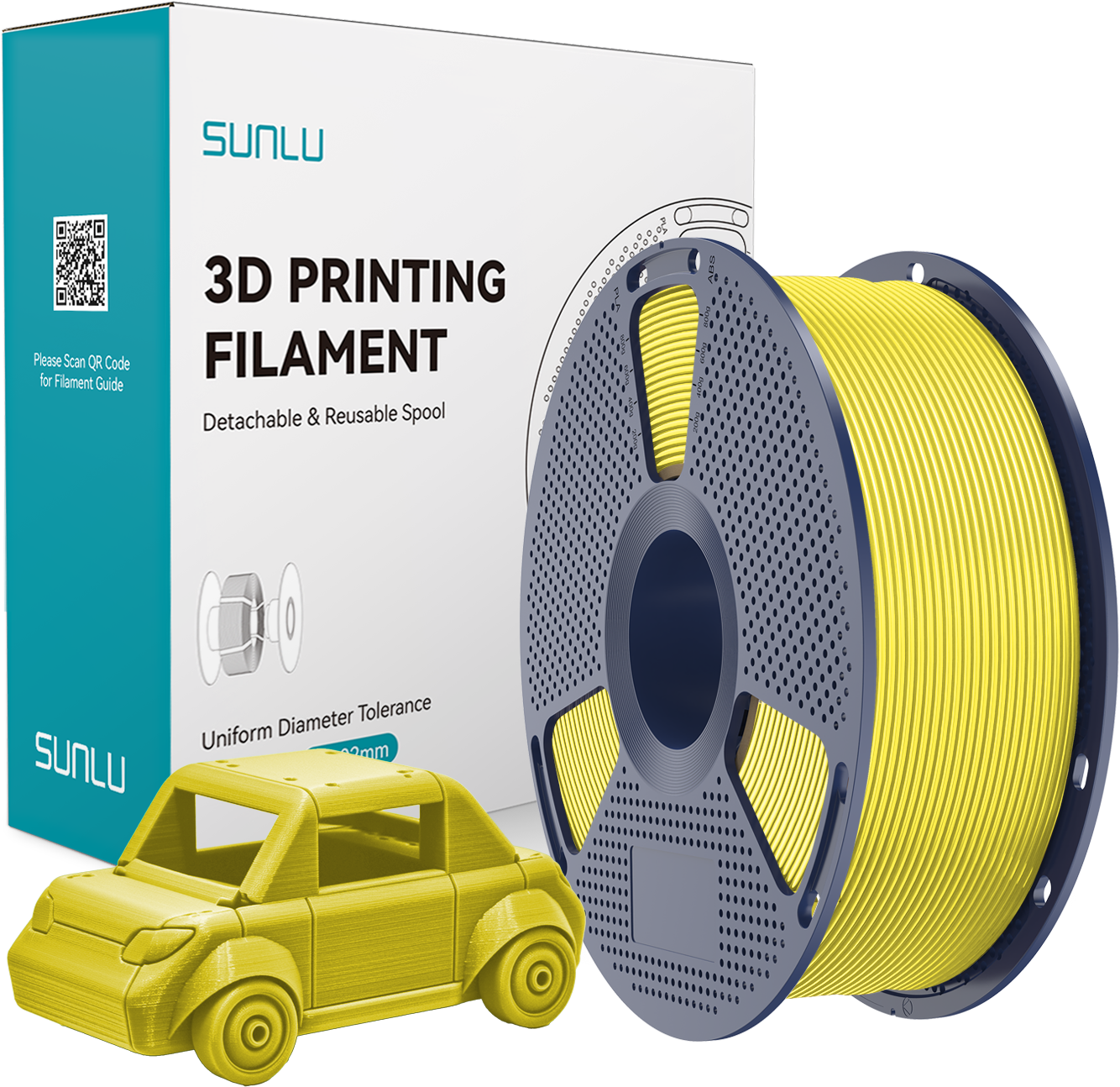 SUNLU  PETG Yellow, 1,75 mm / 1000 g    Zähes, leicht zu druckendes PETG Filament