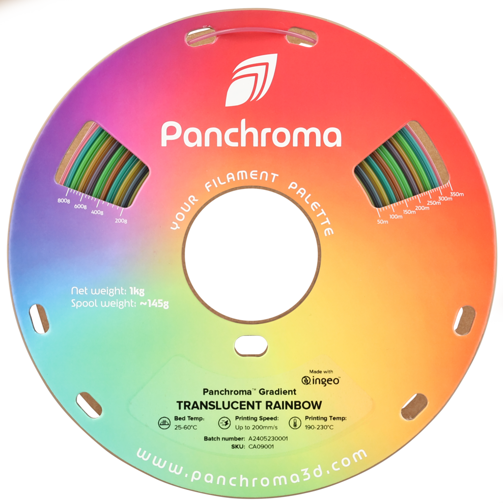 Polymaker  Panchroma™ PLA Gradient Translucent Rainbow, 1,75 mm / 1000 g    Farbwechseleffekt in Translucent Rainbow