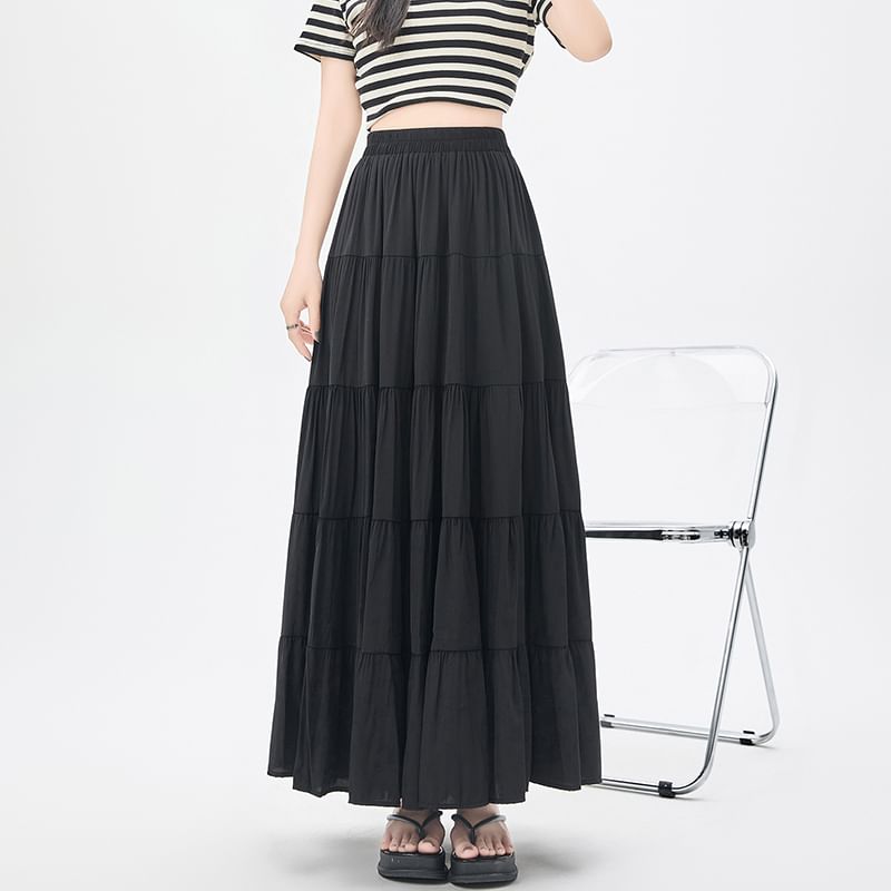 Dragan Pulse - Hoge taille effen maxi A-lijn rok