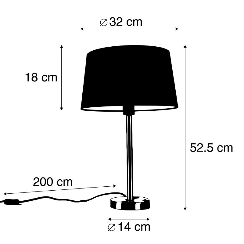 Moderne tafellamp staal met witte kap 32 cm - Simplo