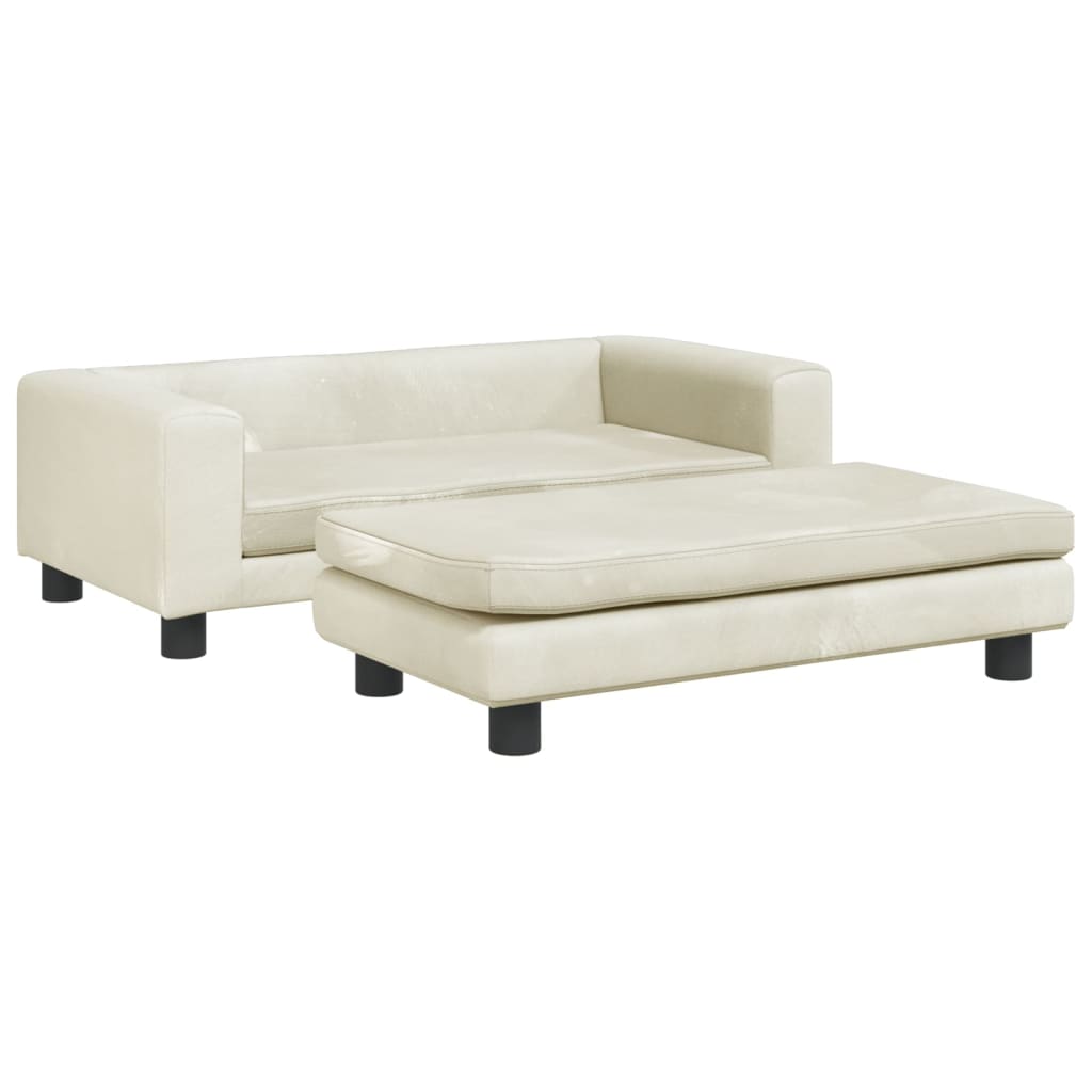 Cama para cães vidaXL com extensão, veludo creme, 100x50x30 cm