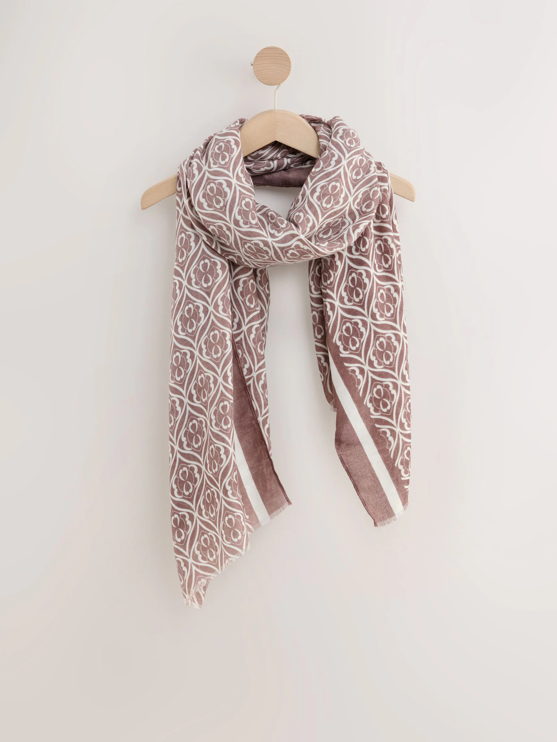 Naturel met geometrische print - Lichte sjaal