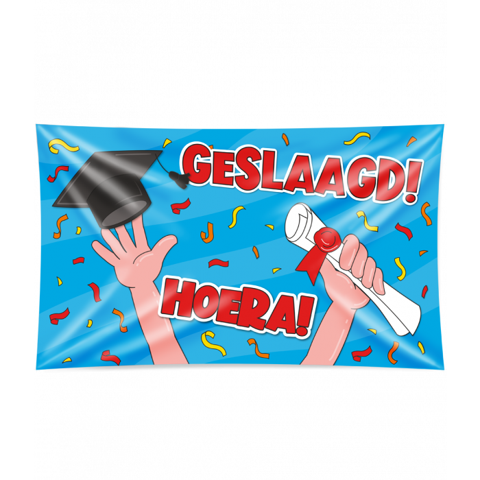 Gevel Vlag Geslaagd Cartoon Xxl 1,5m
