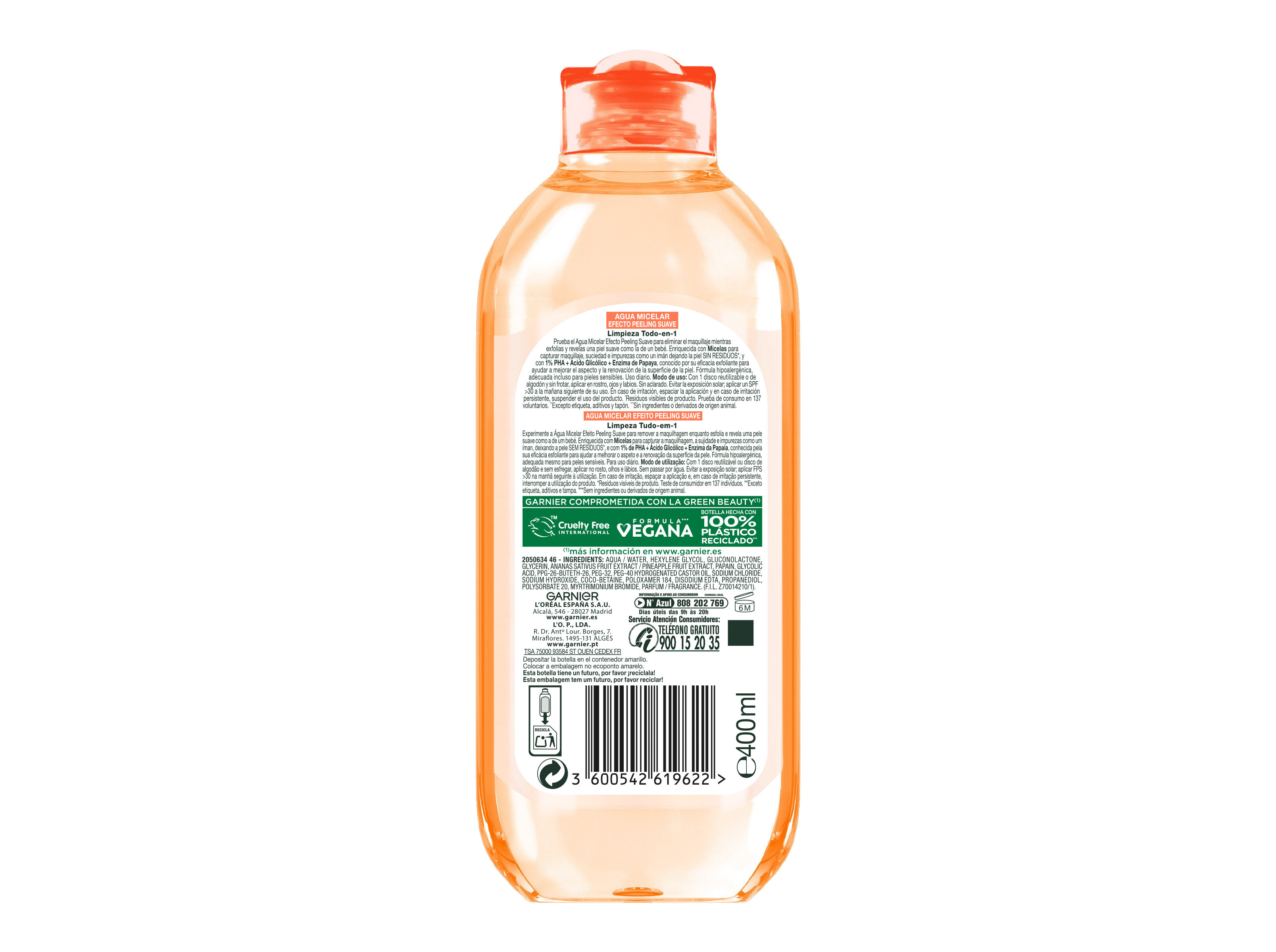 AGUA MICELAR GARNIER PEELING SUAVE 400ML
