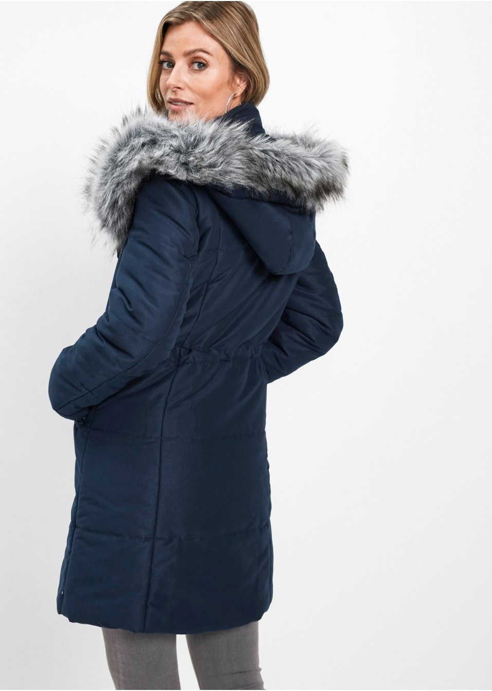 Parka longue à capuche avec détail synthétique