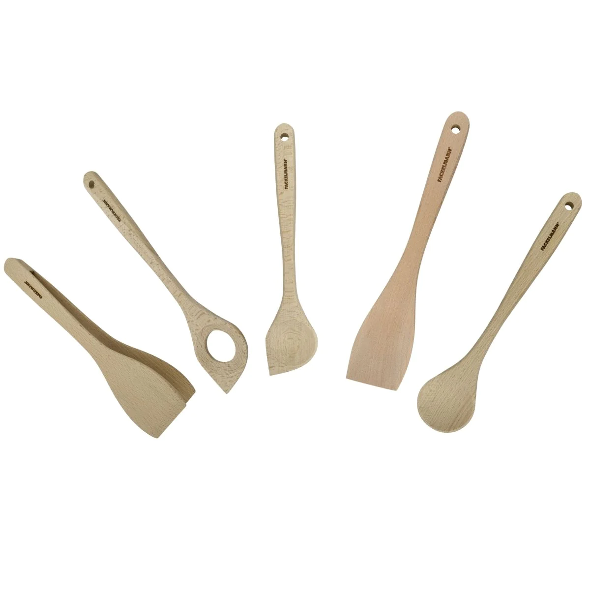 Ensemble de pince, spatule et cuillères en bois FSC Eco Friendly Facke