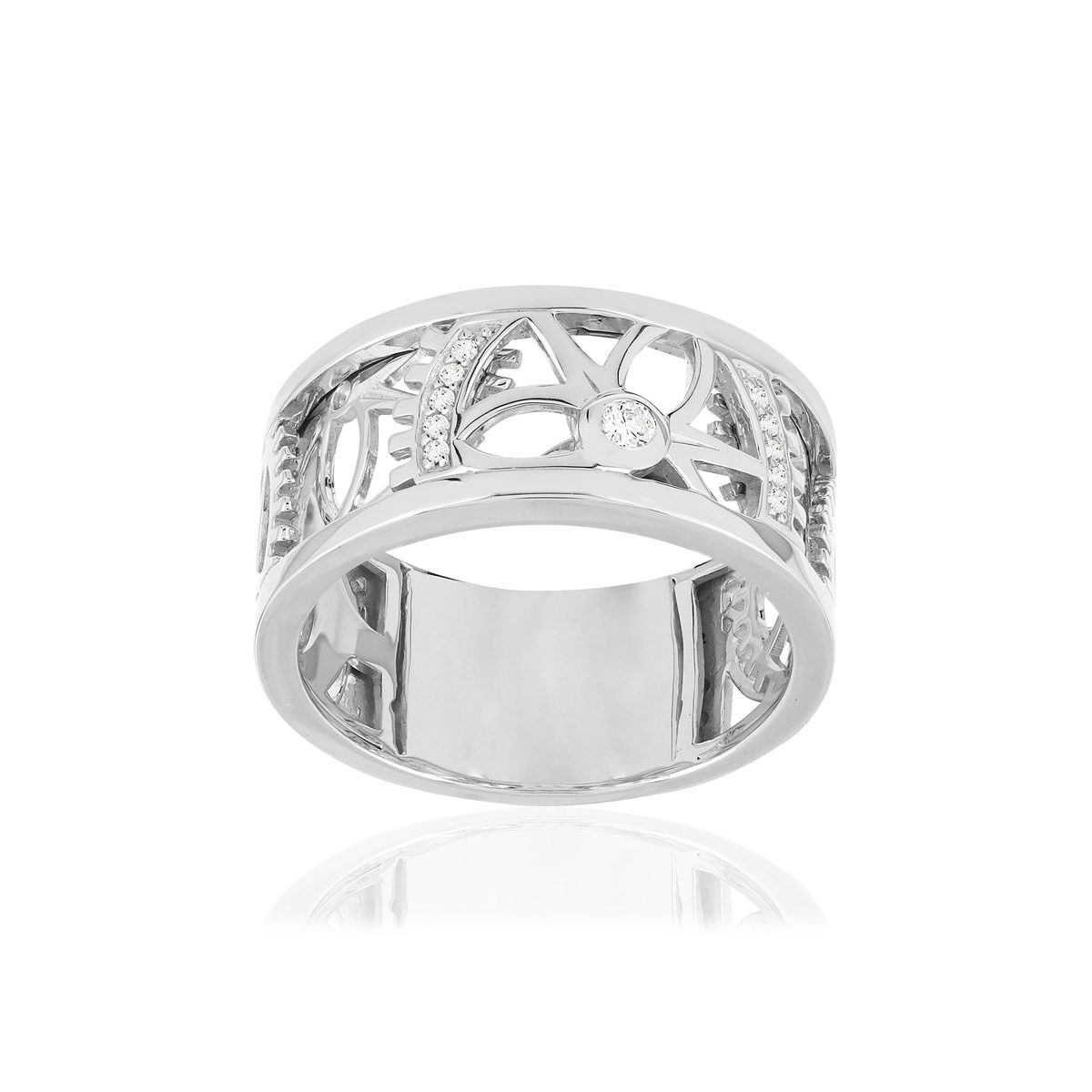 Bague or blanc 750, diamants total 6/100e de carat.