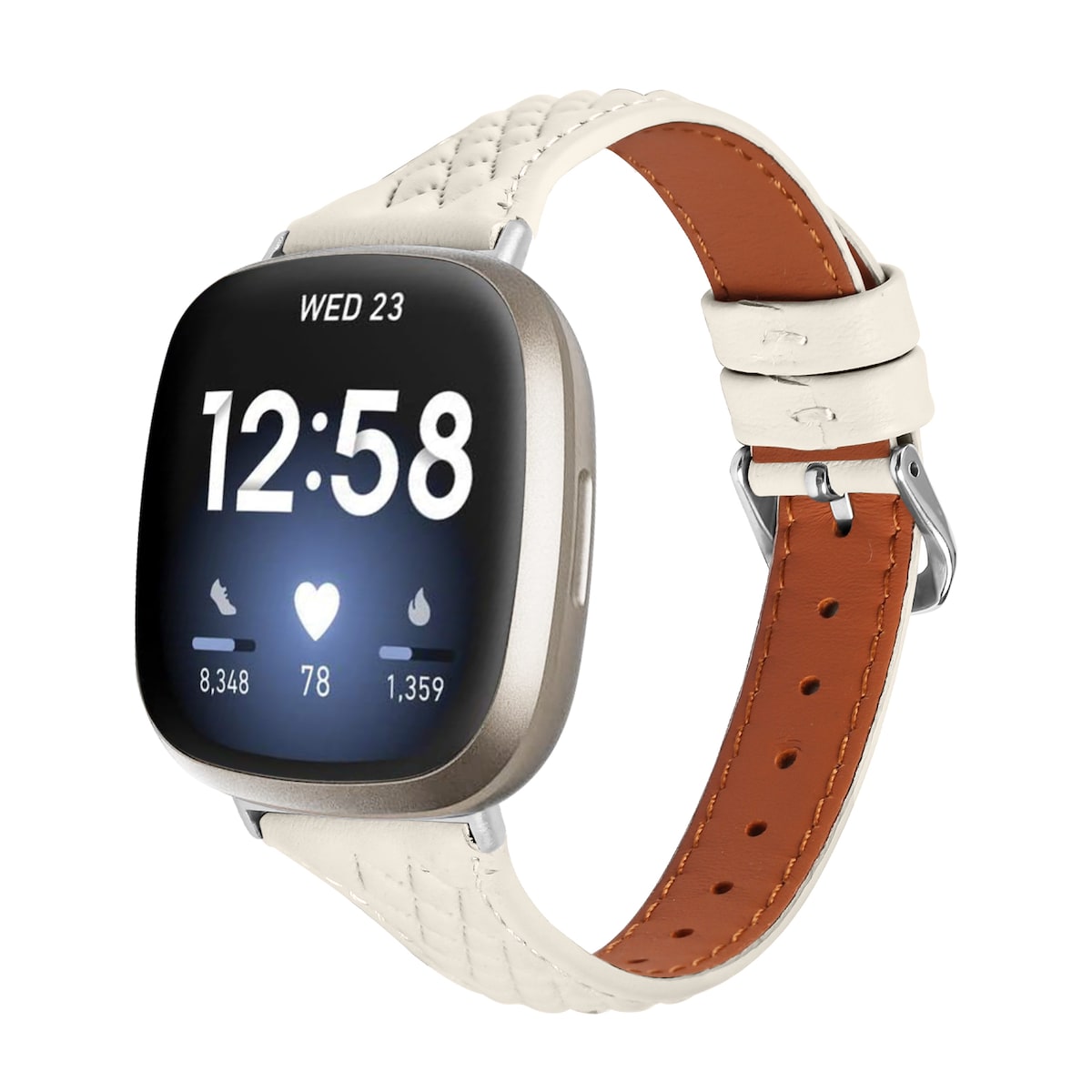Klokkerem i ekte skinn for Fitbit Versa 4 Aprikos