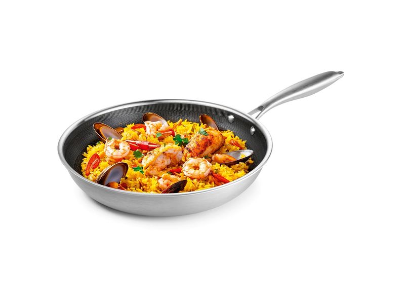 BRATmaxx Bratpfanne Silber 28 cm Edelstahl-Pfanne mit Wabenstruktur