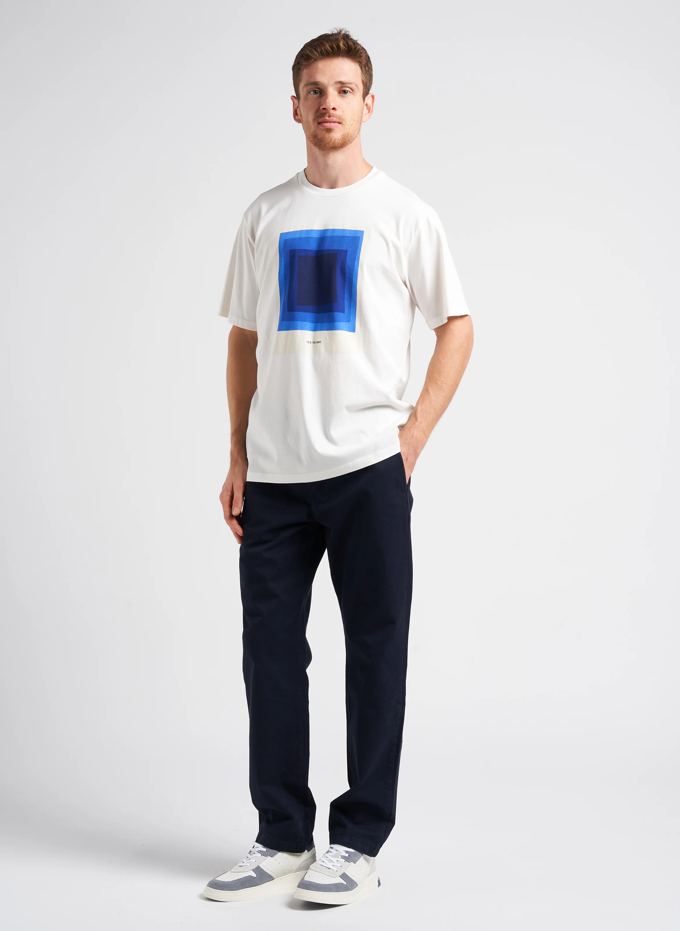 Pantalon chino droit en coton bio| Bleu