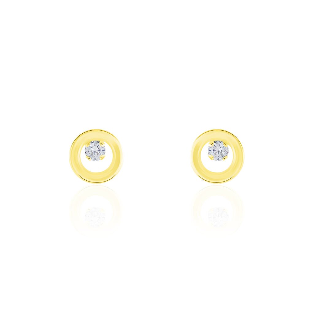Boucles D'oreilles Puces Edmee Cercle Or Jaune Oxyde De Zirconium
