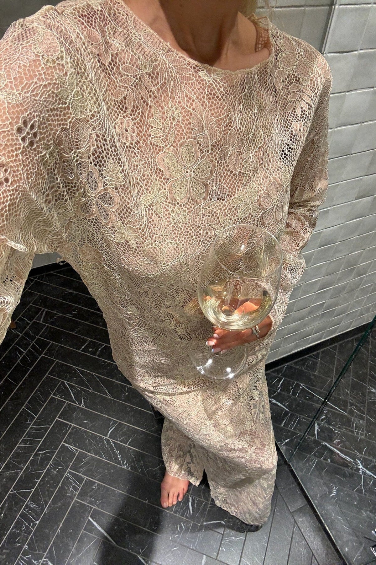 BYIC Leaic Lace Dress grf gold rose flower