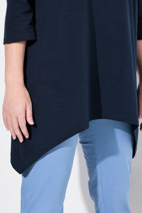 Shirt, PURE, U-Boot-Ausschnitt, 3/4-Arm, Biobaumwolle, marine