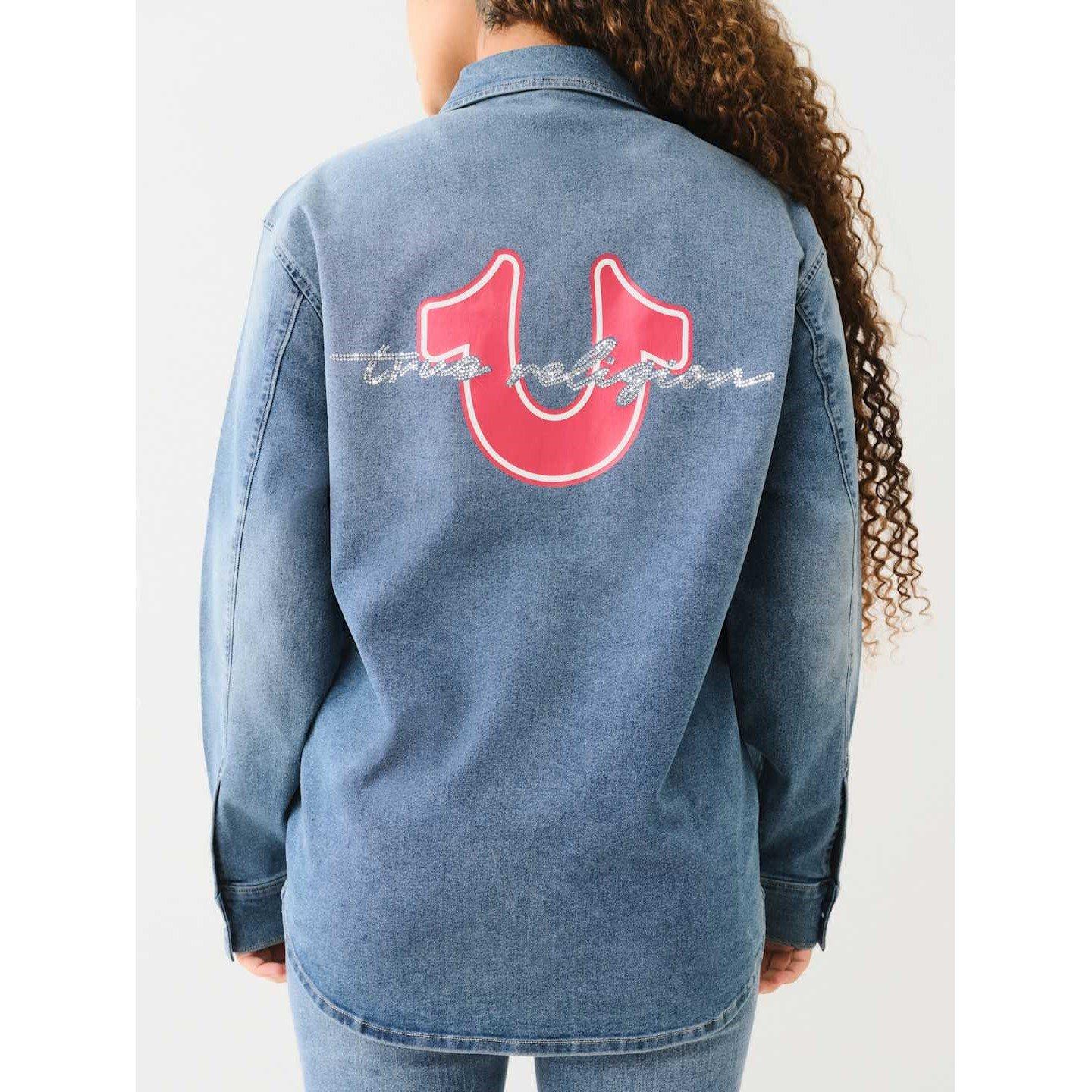 True Religion TR Long Sleeve Denim Shirt Womens
