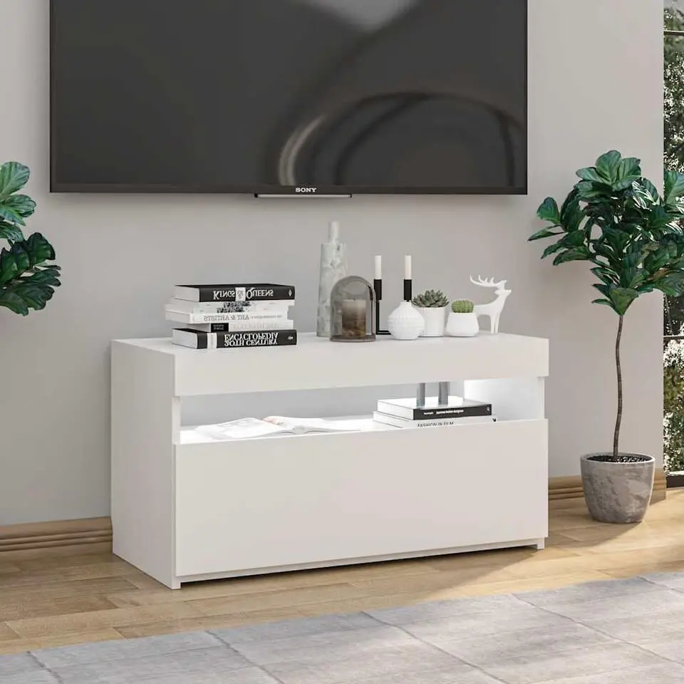 vidaXL - Tv-kast - Wit - Bewerkt hout