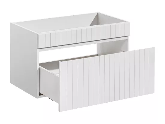 Meuble sous vasque suspendu strié blanc - 80 cm - SATARA