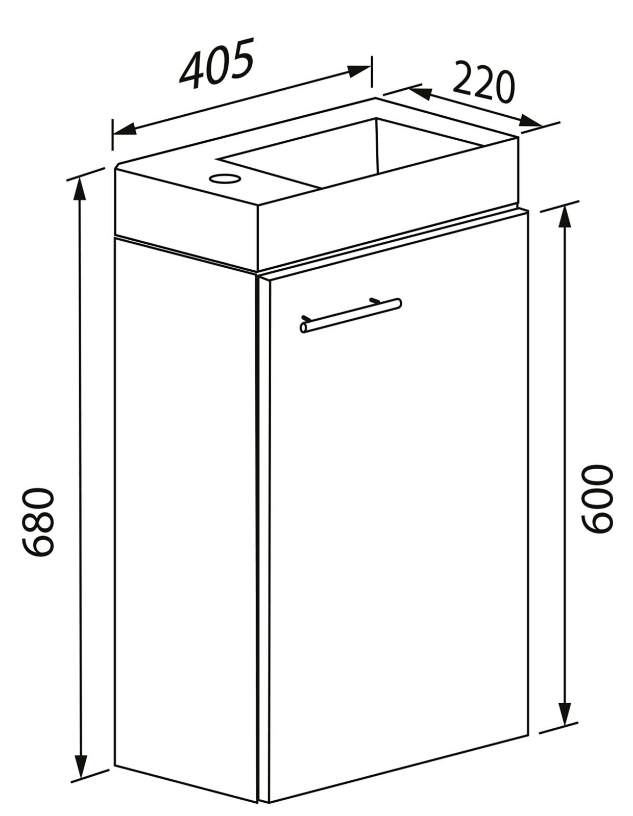 Waschtisch SLITO - schwarz-weiß - 41 cm