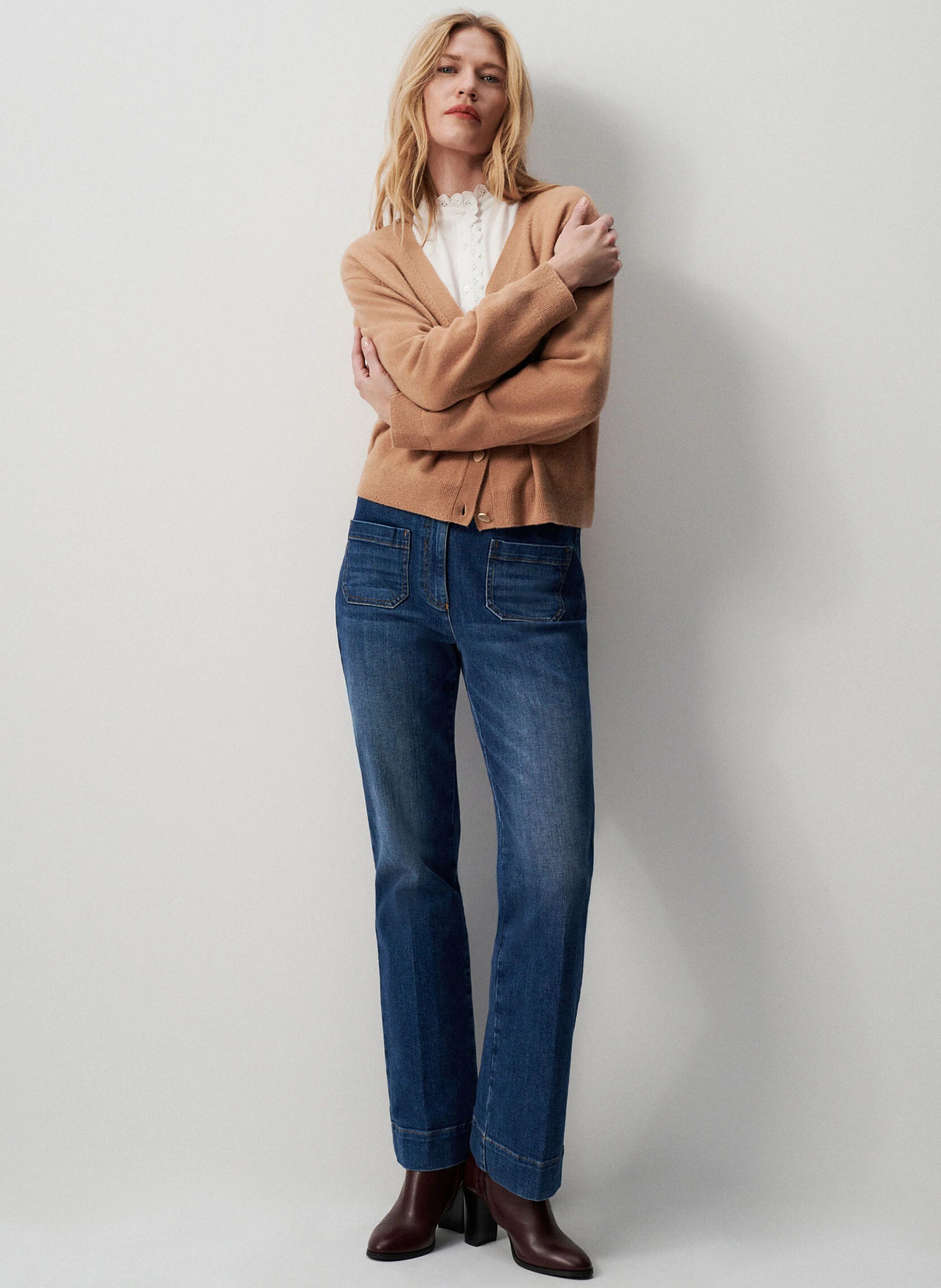 MLILOU - Gilet ample col V en laine | Marron