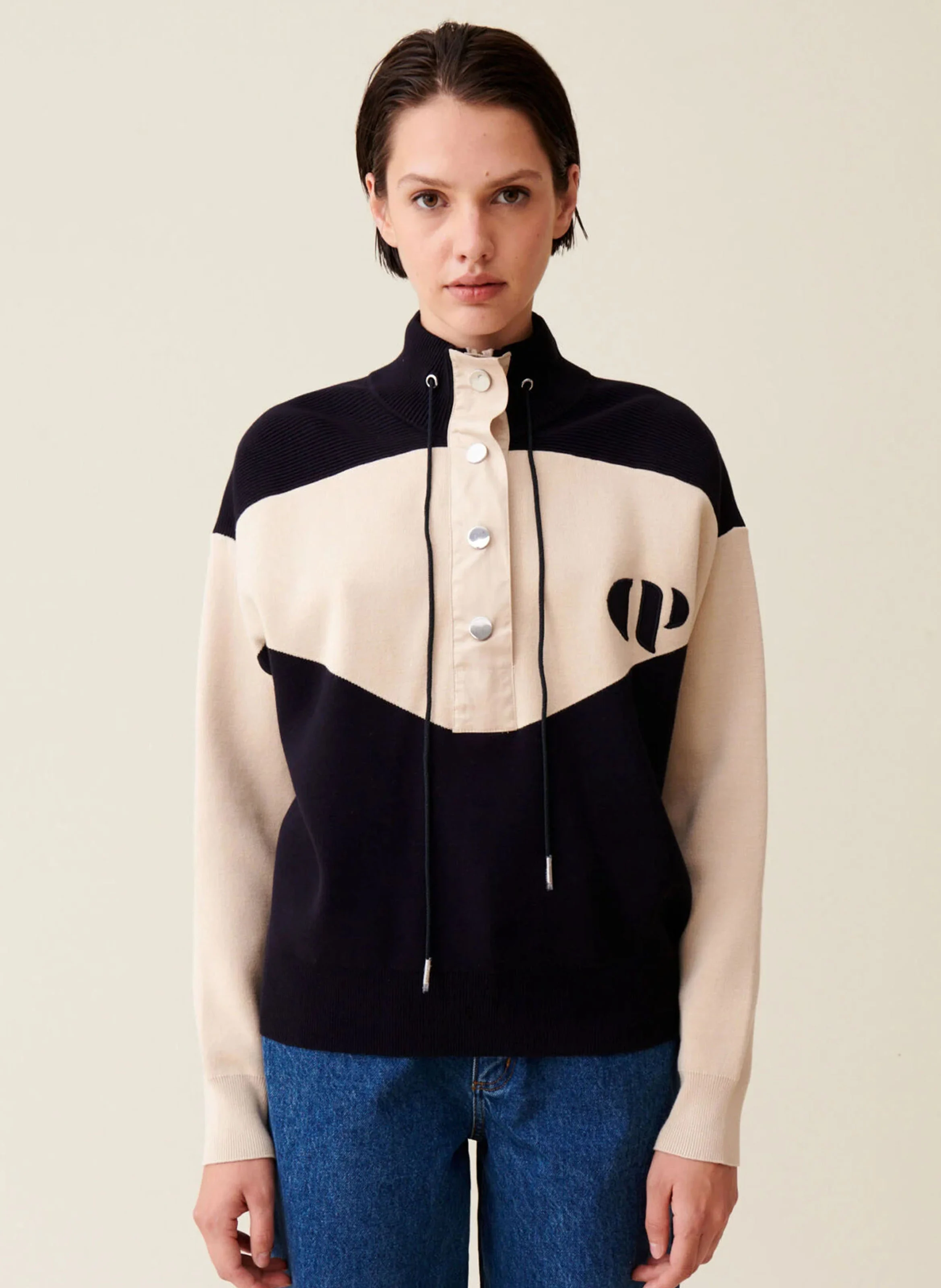 Sweat col montant| Bleu