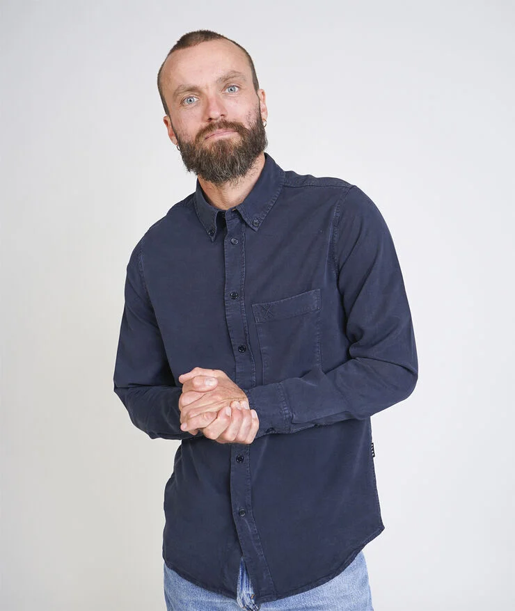 ELSK YVON MEN'S BUTTON DOWN SHIRT 100 dark navy