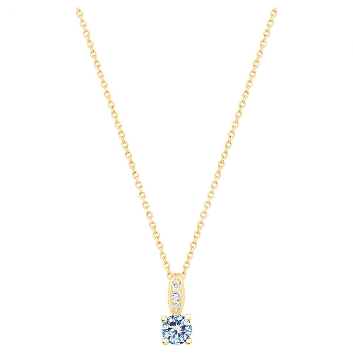 Collier en Plaqué Or avec spinelle bleu topaze