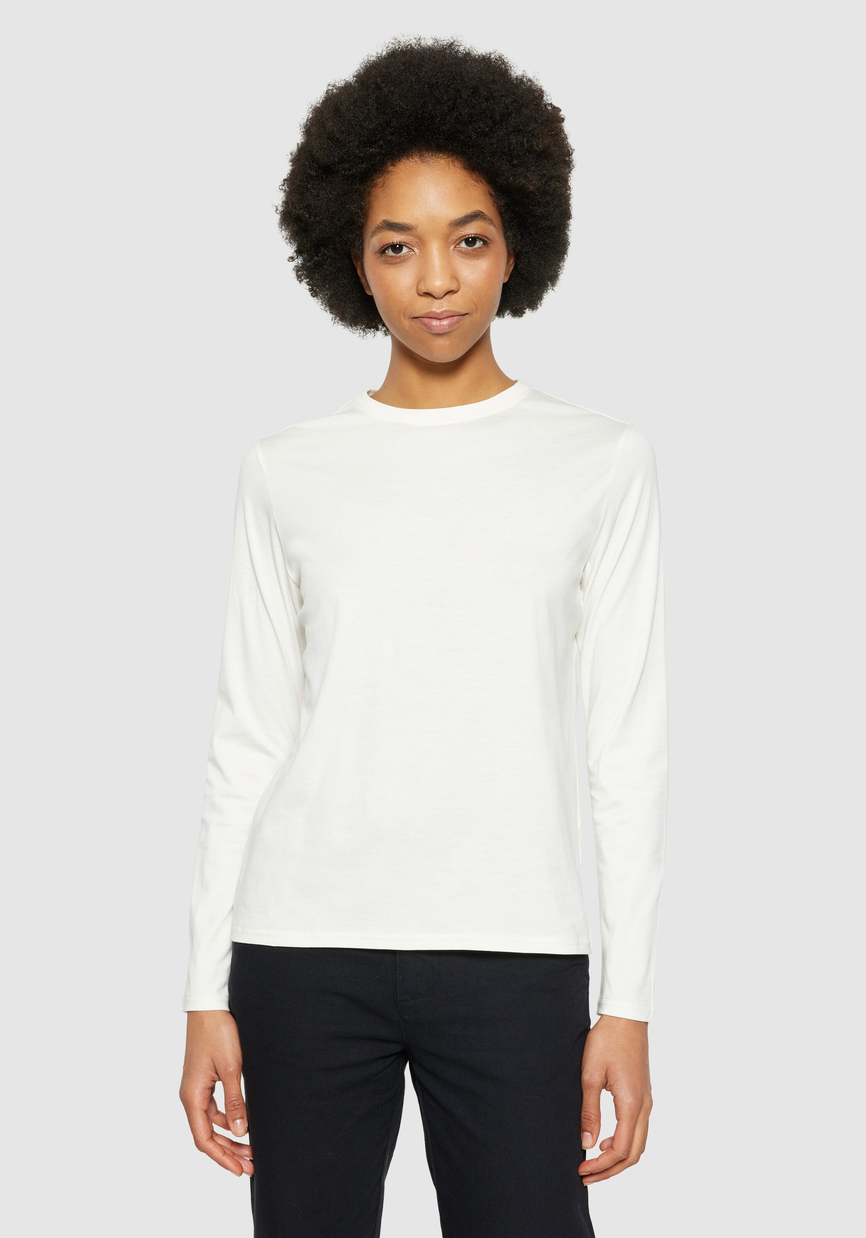 Knowledge Cotton Apparel Longsleeve Basic Pima Cotton Egret