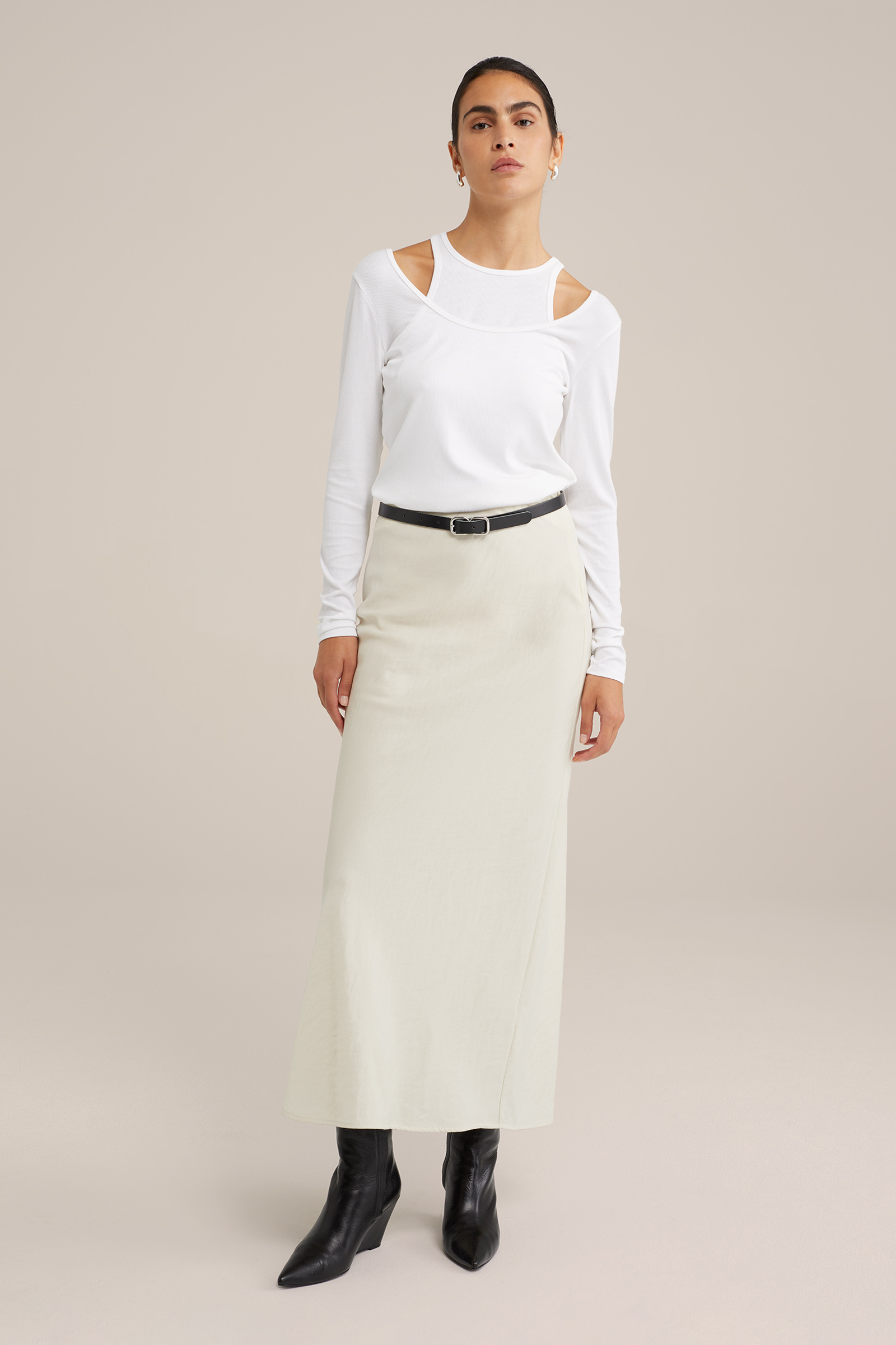 maxi-rok met satijnen look WE Studio Gebroken wit