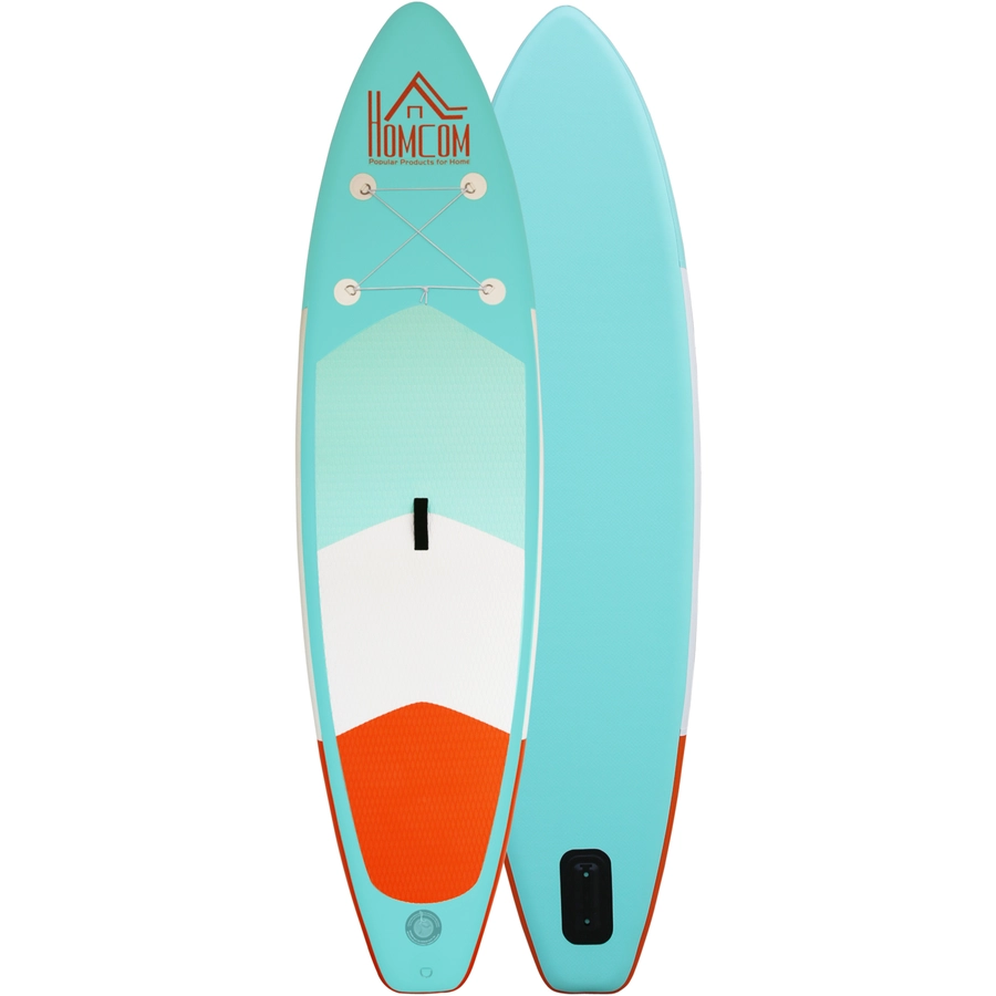 HOMCOM Aufblasbares Surfbrett mit Paddel grün, orange, weiß