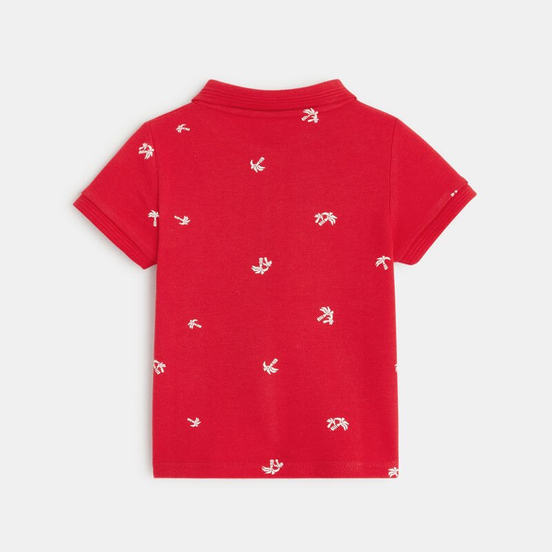 Polo maille piquée palmiers rouge bébé garçon Rouge